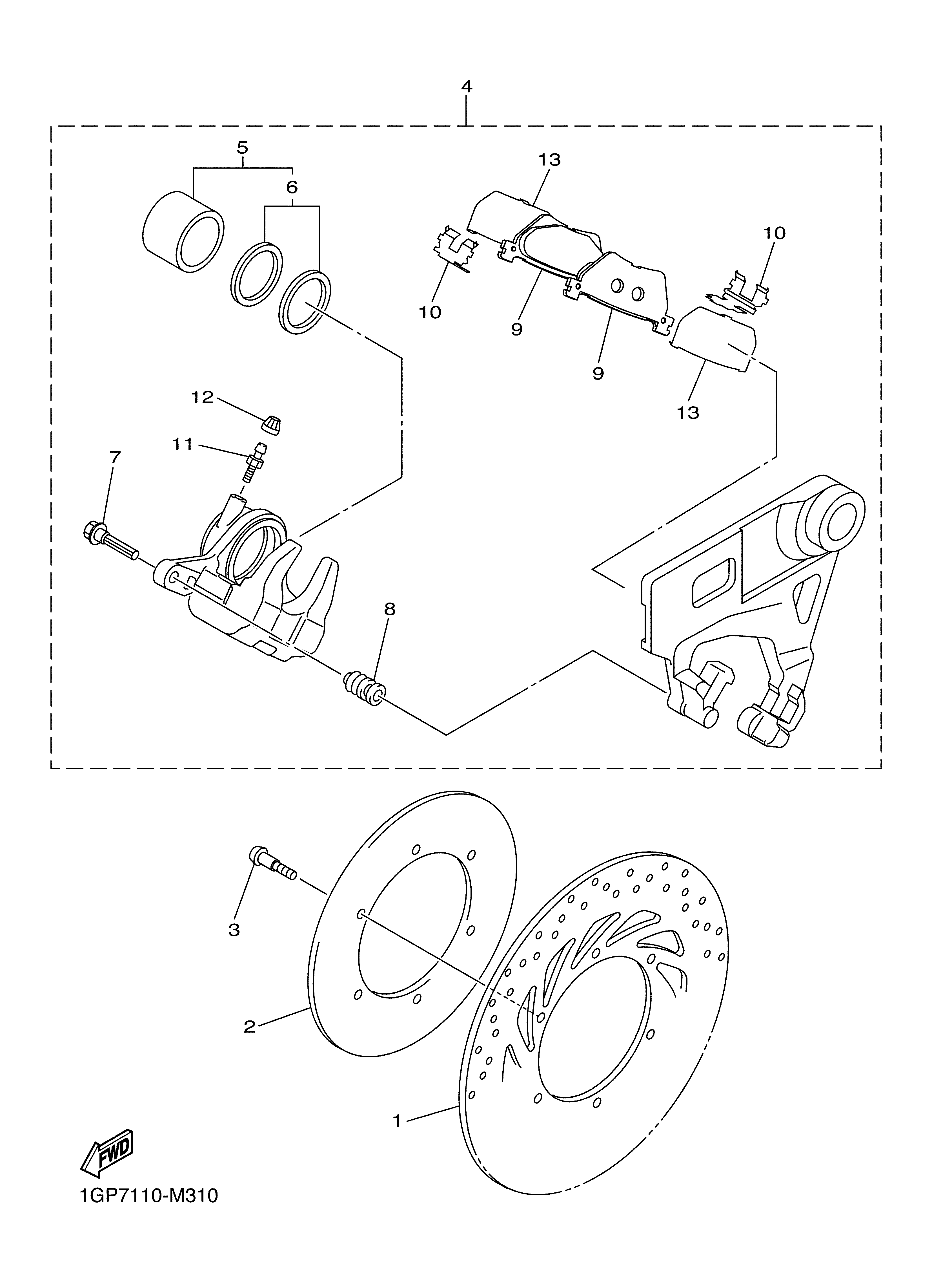 REAR BRAKE CALIPER Vistas explodidas