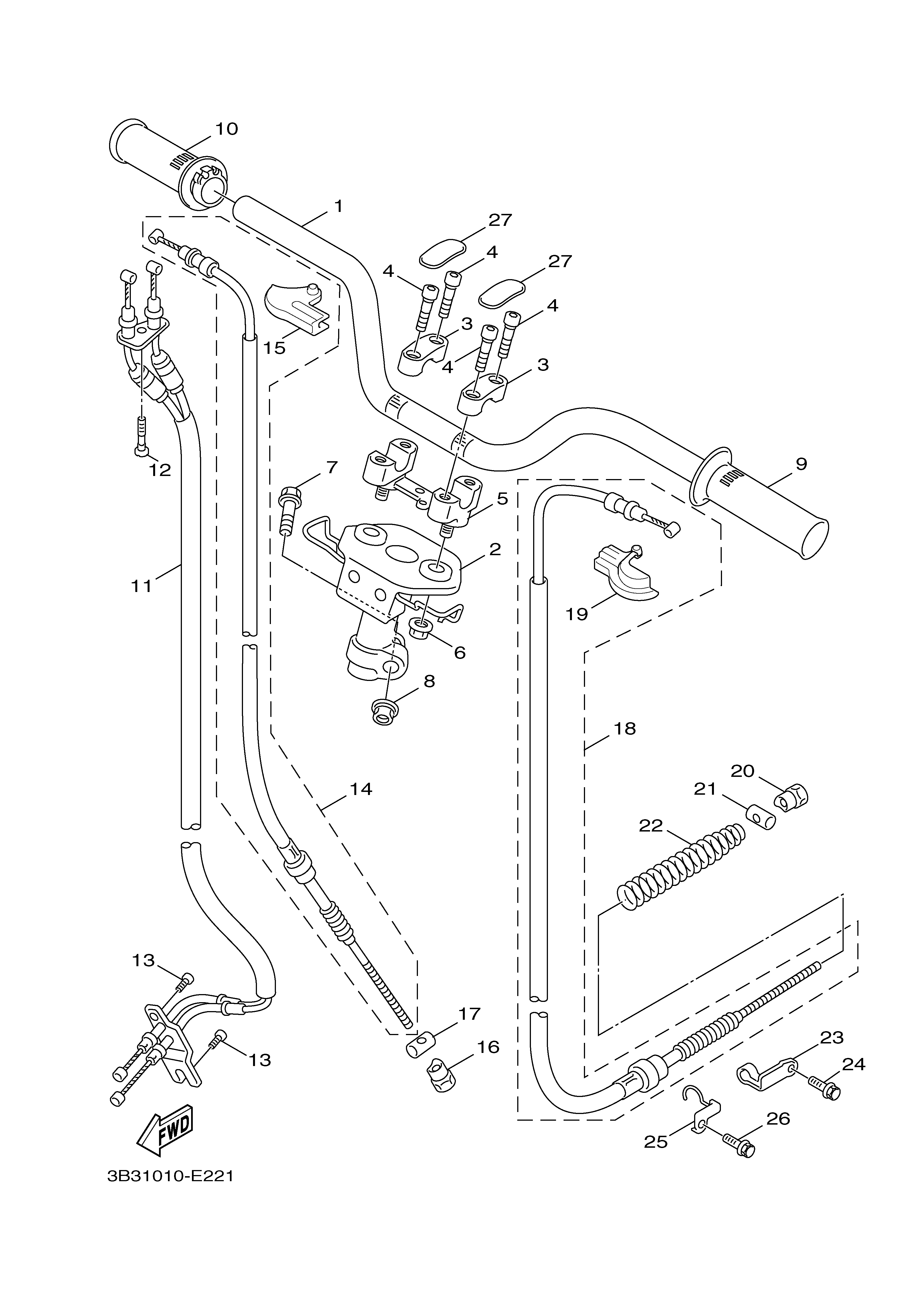 STEERING HANDLE CABLE Diagram terurai
