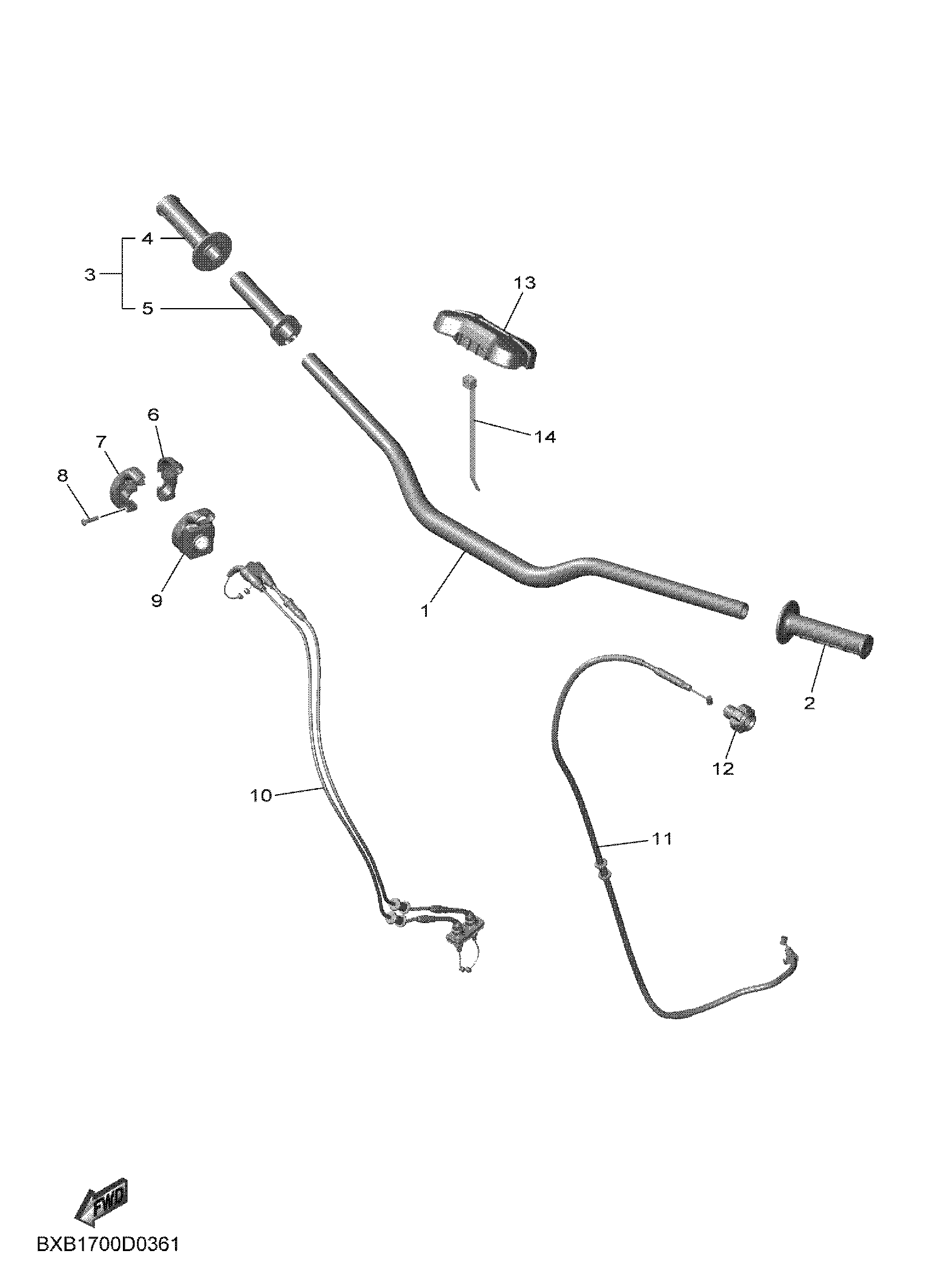 STEERING HANDLE & CABLE Diagram terurai