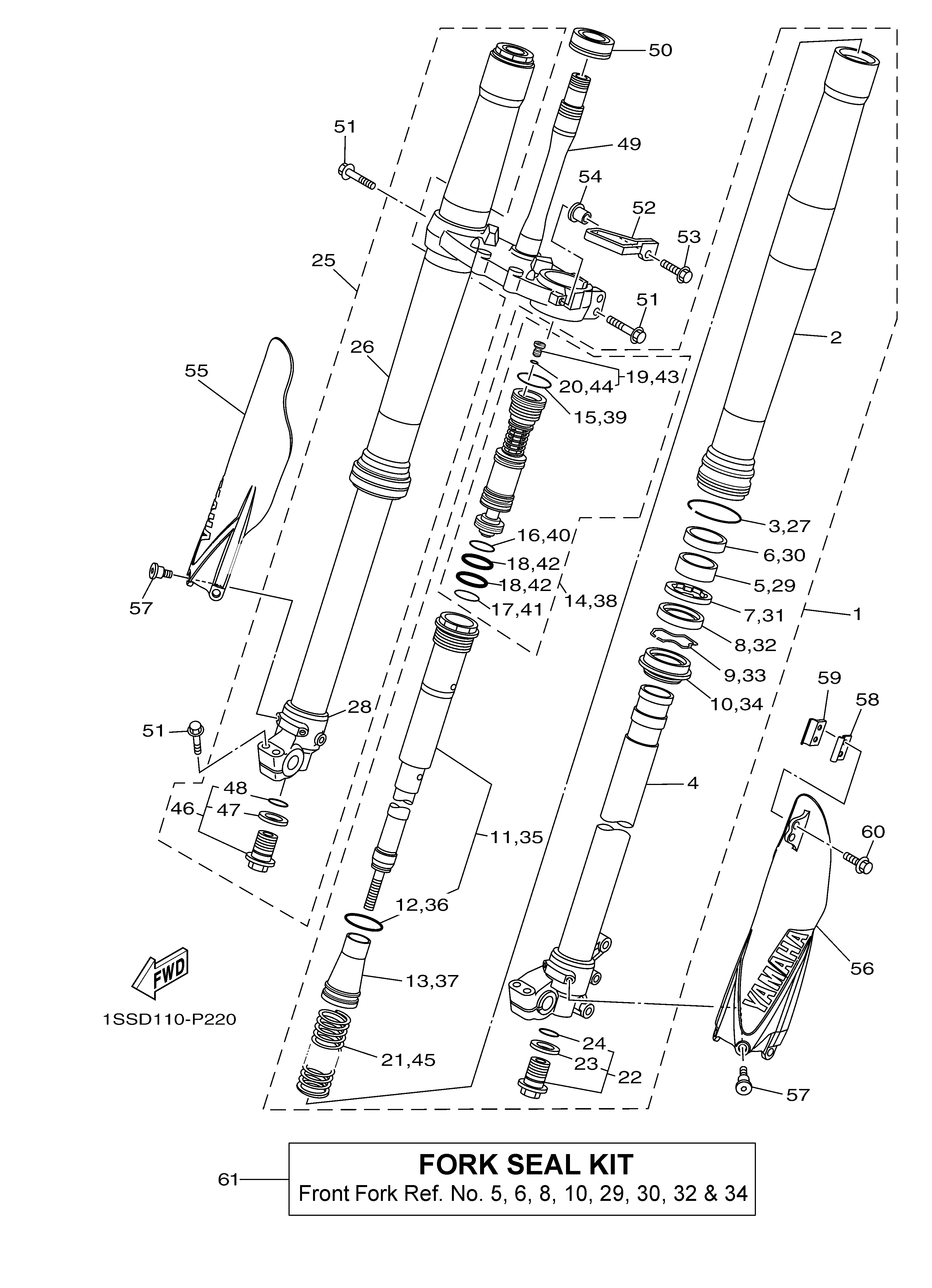 FRONT FORK Exploded diagrams