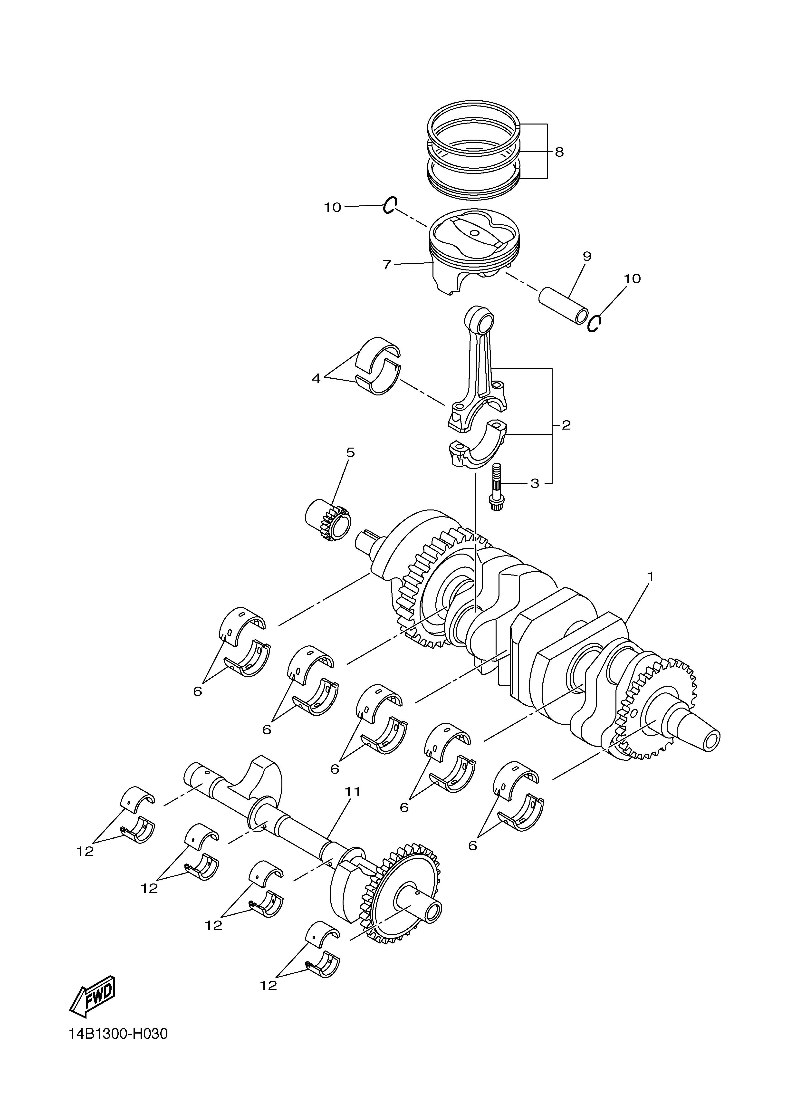 CRANKSHAFT PISTON Diagram terurai