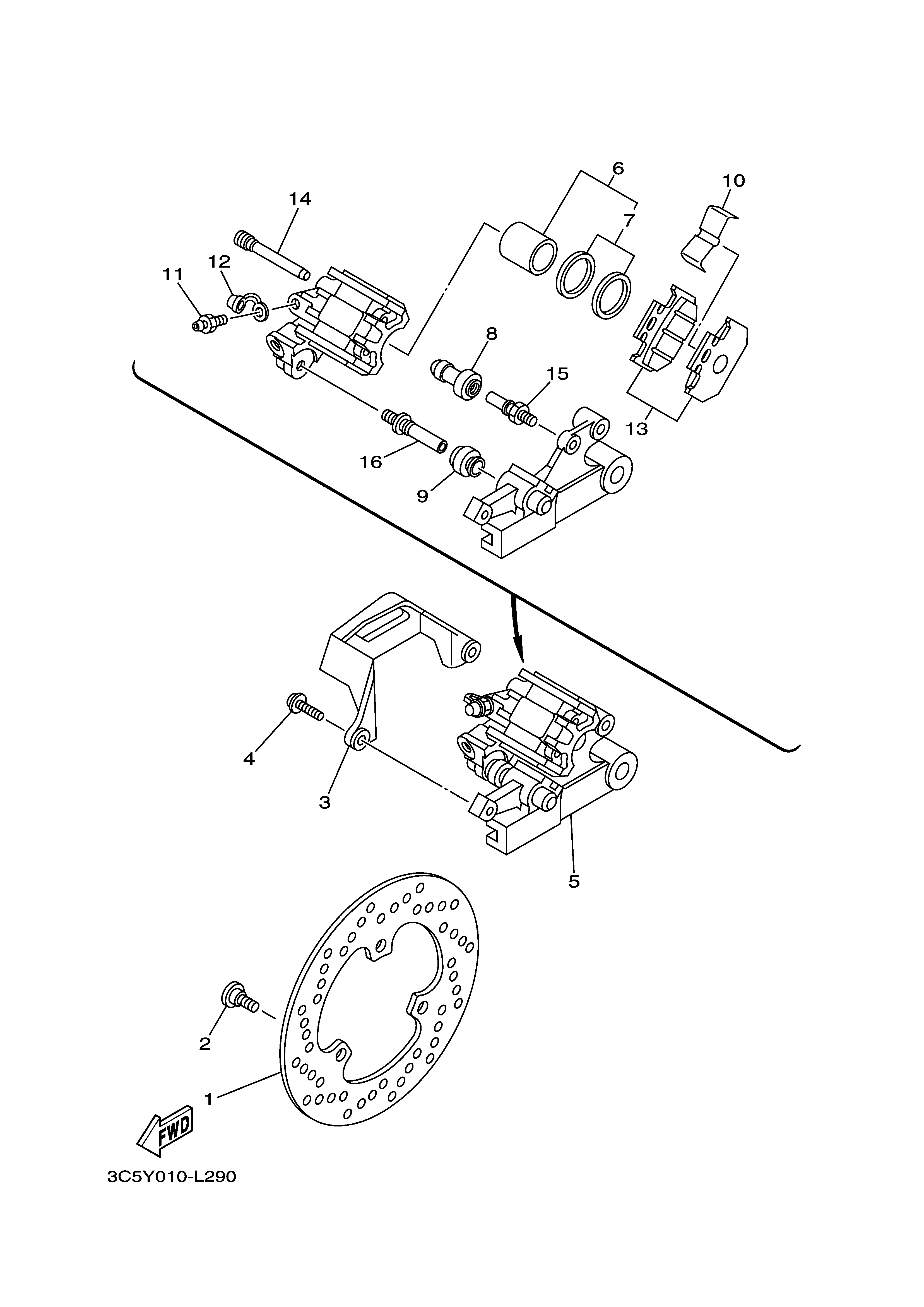 REAR BRAKE CALIPER Exploded diagrams