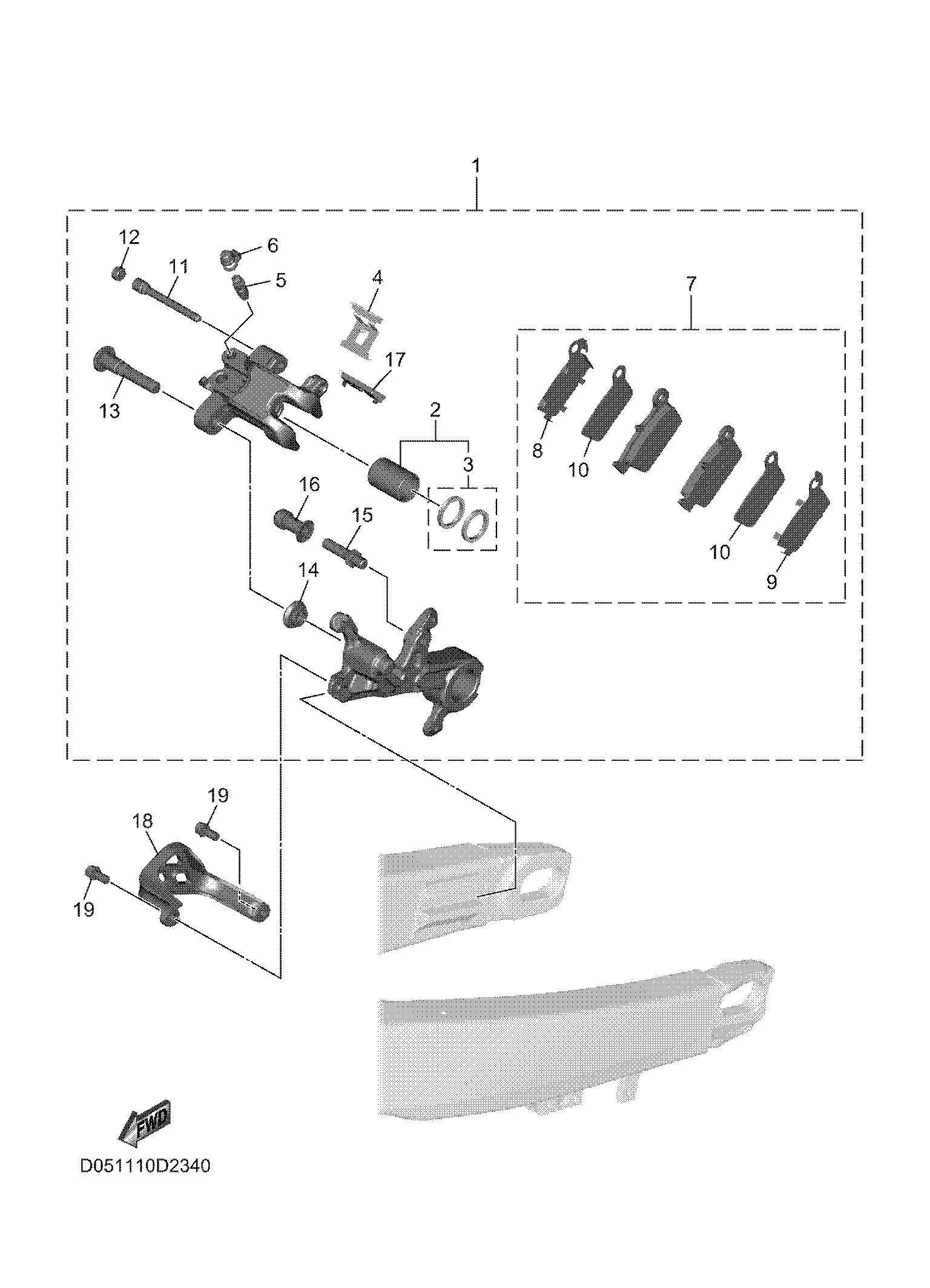 REAR BRAKE CALIPER Sơ đồ tách chi tiết