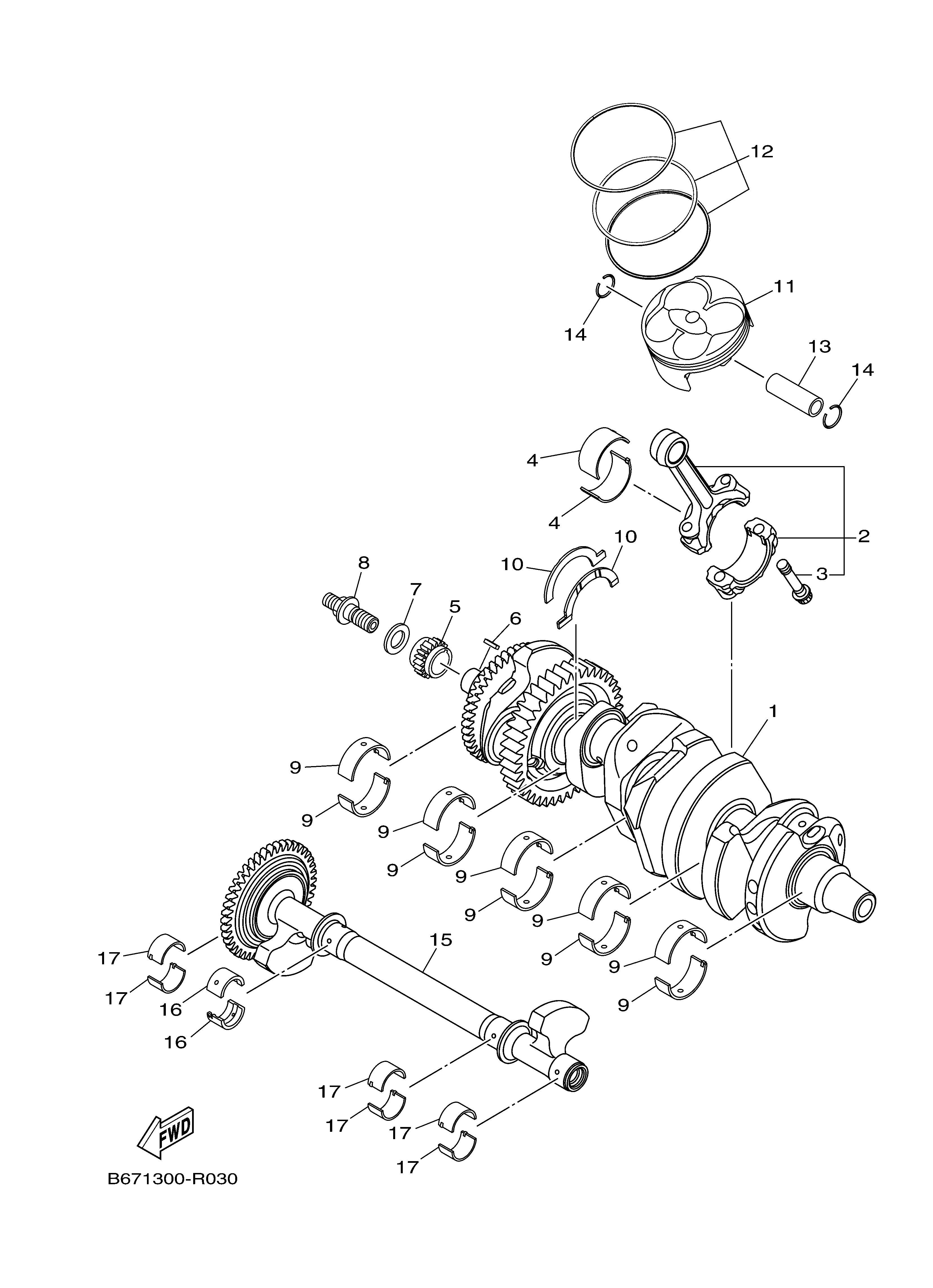 CRANKSHAFT & PISTON ภาพแยกชิ้นส่วน