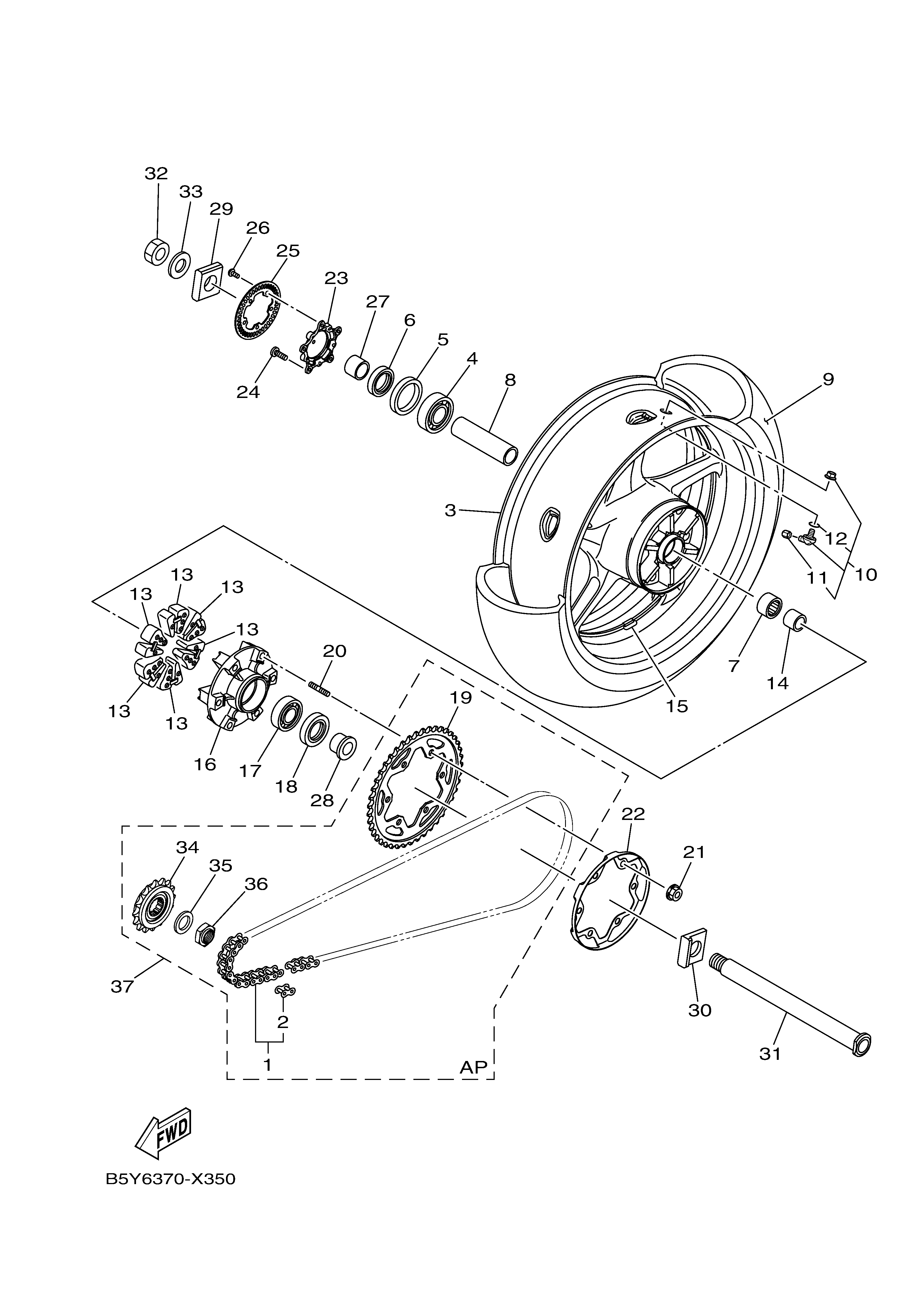 REAR WHEEL Vistas explodidas