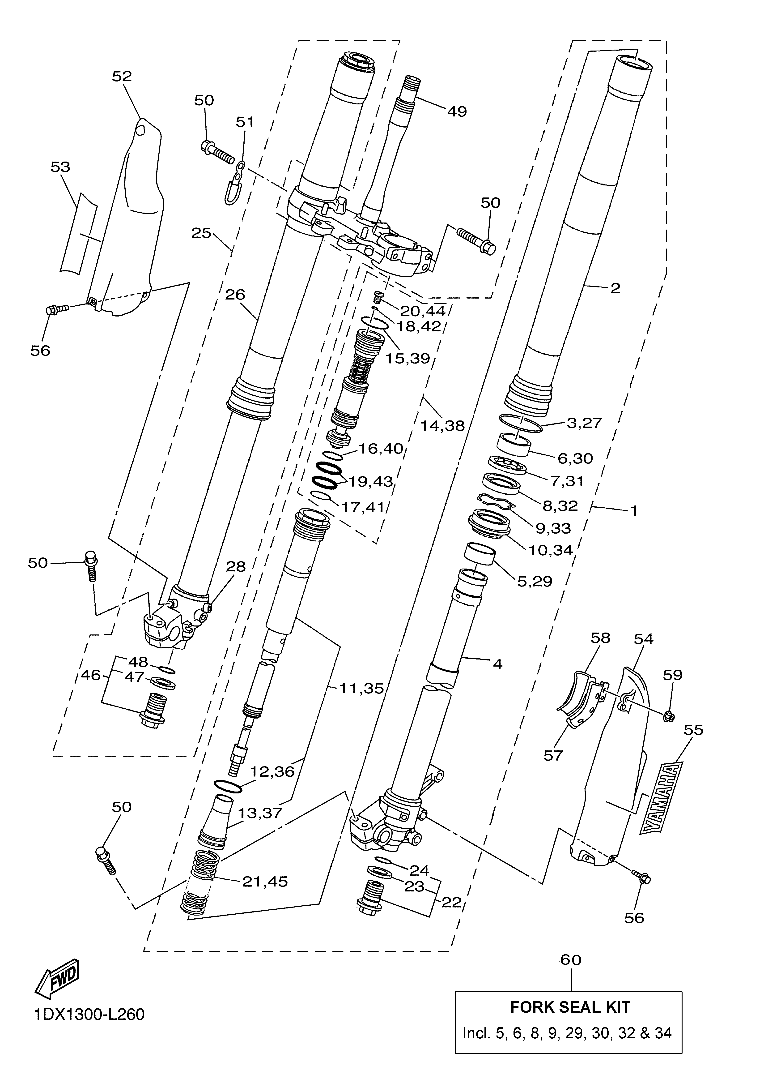 FRONT FORK Exploded diagrams
