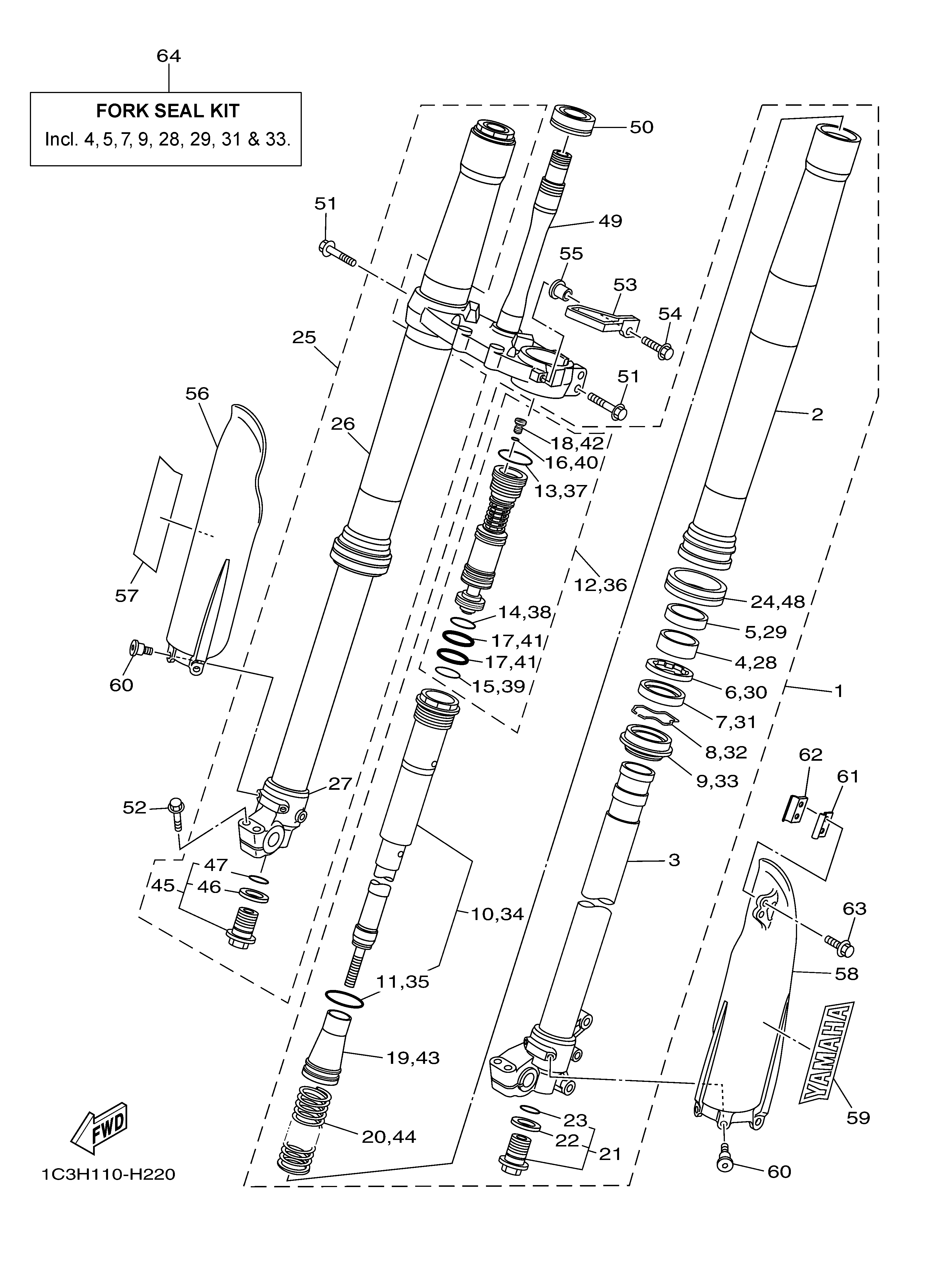 FRONT FORK Sơ đồ tách chi tiết