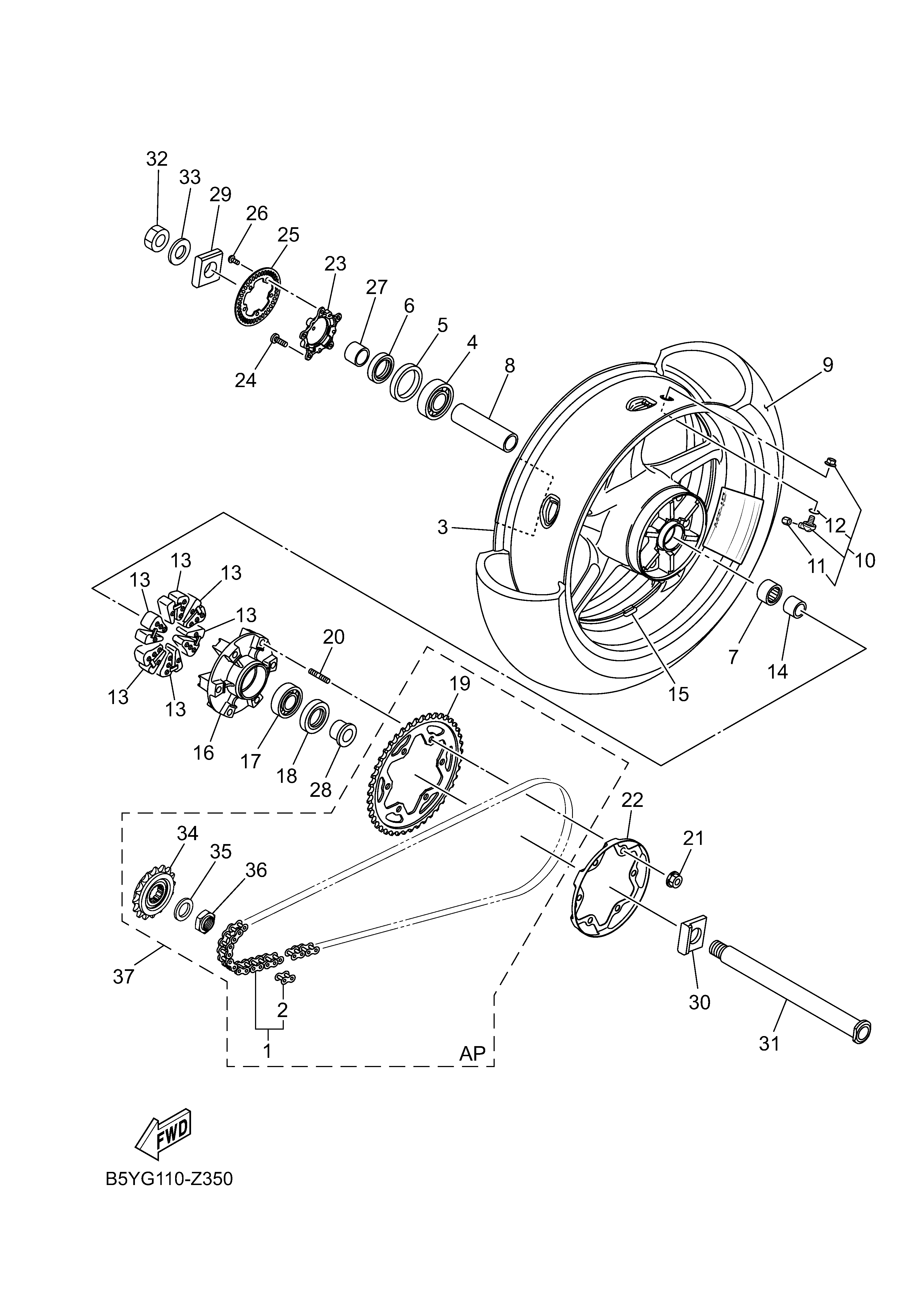 REAR WHEEL Vistas explodidas