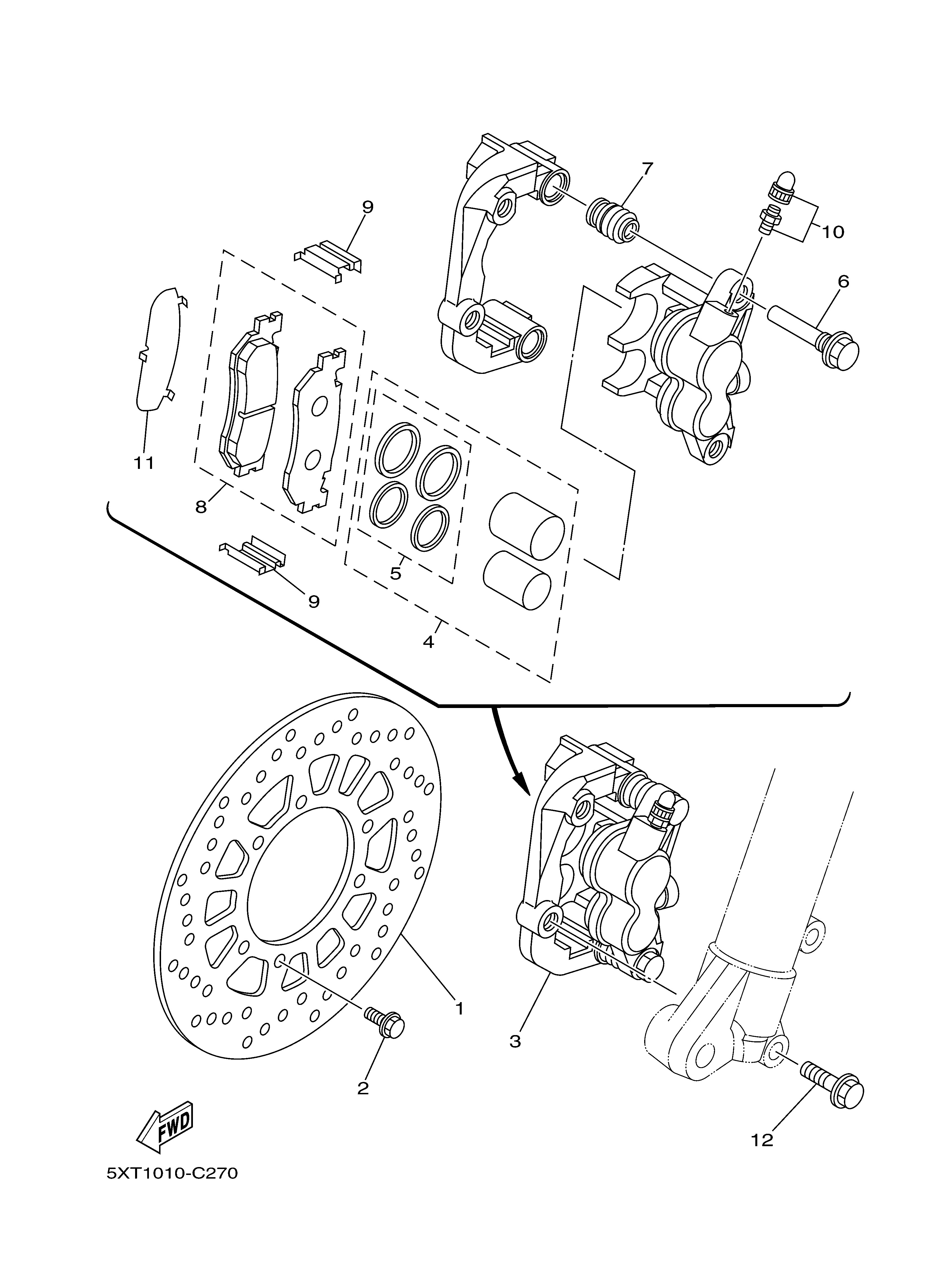 FRONT BRAKE CALIPER Vistas explodidas