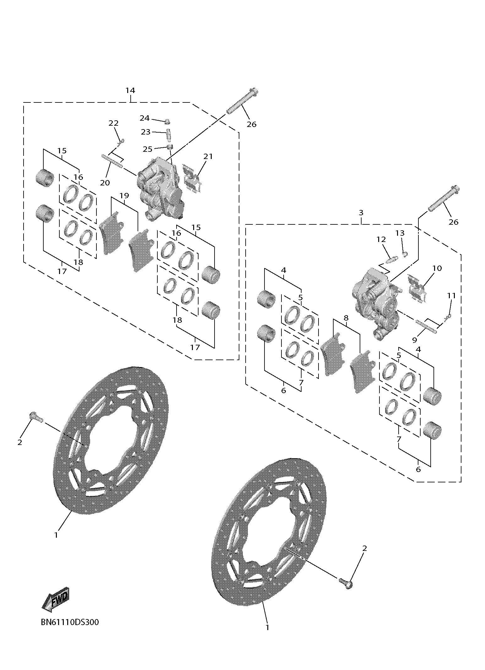 FRONT BRAKE CALIPER 爆炸图