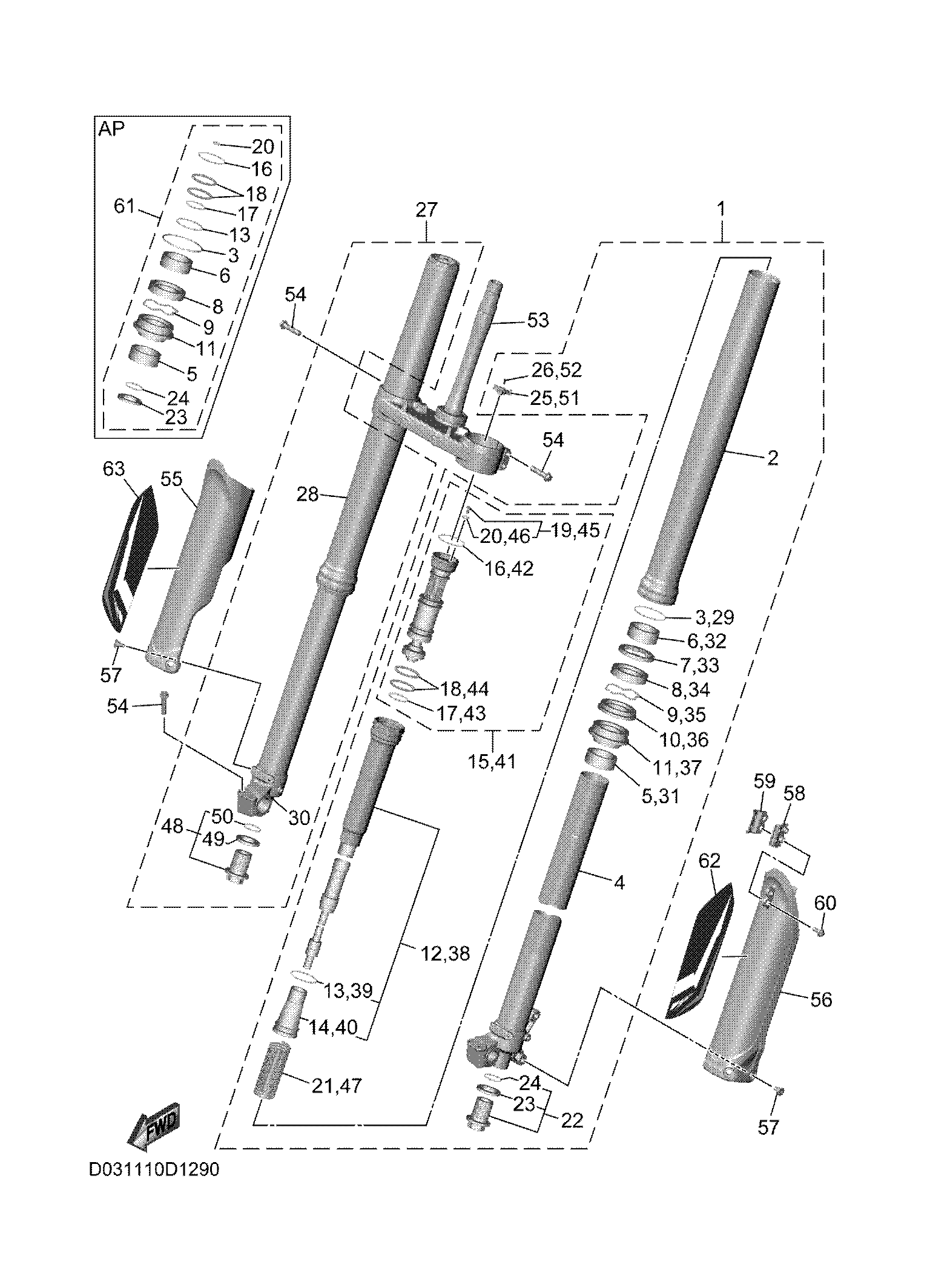 FRONT FORK ภาพแยกชิ้นส่วน
