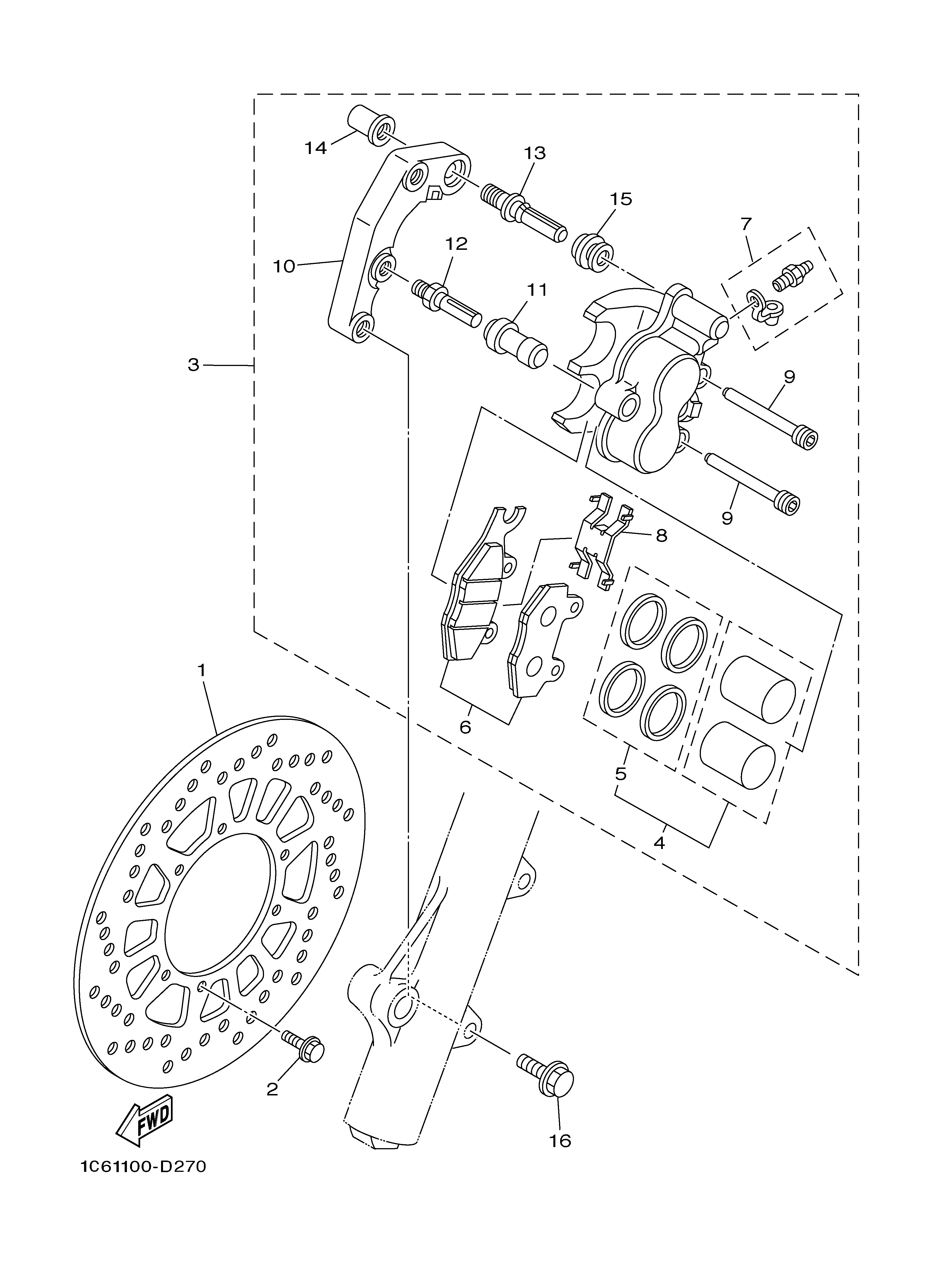 FRONT BRAKE CALIPER ภาพแยกชิ้นส่วน