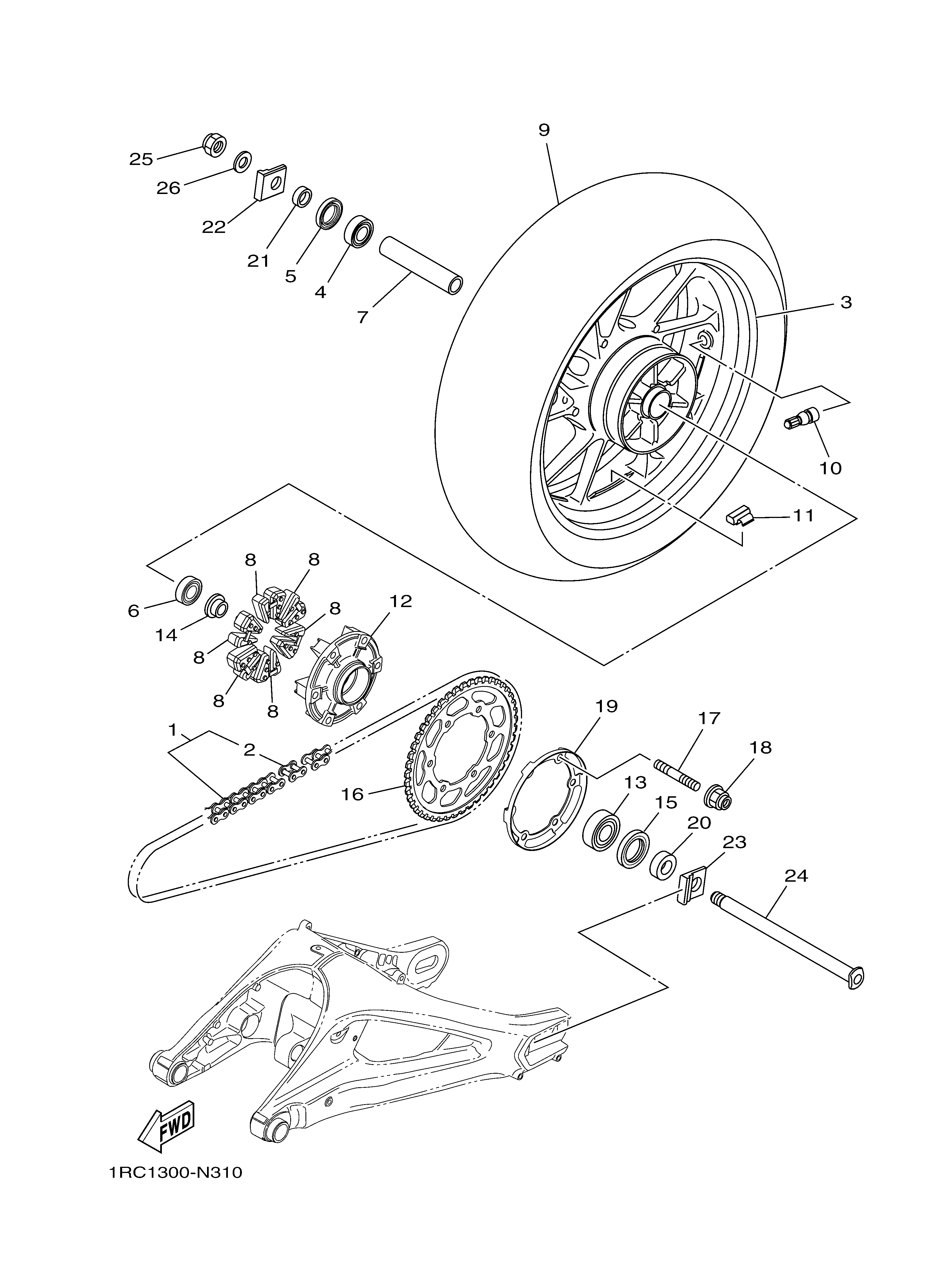 REAR WHEEL 爆炸图