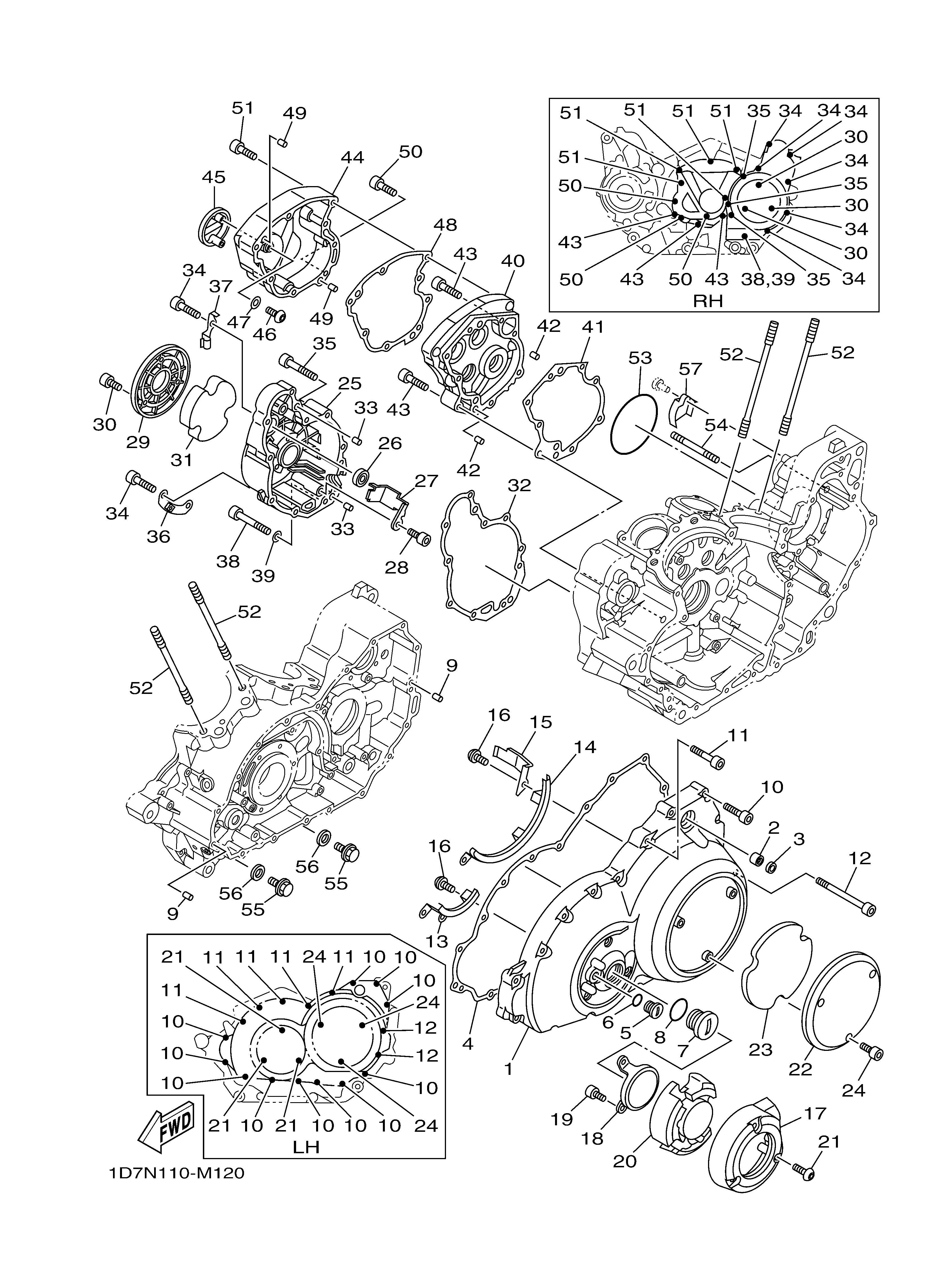 CRANKCASE COVER 1 ภาพแยกชิ้นส่วน