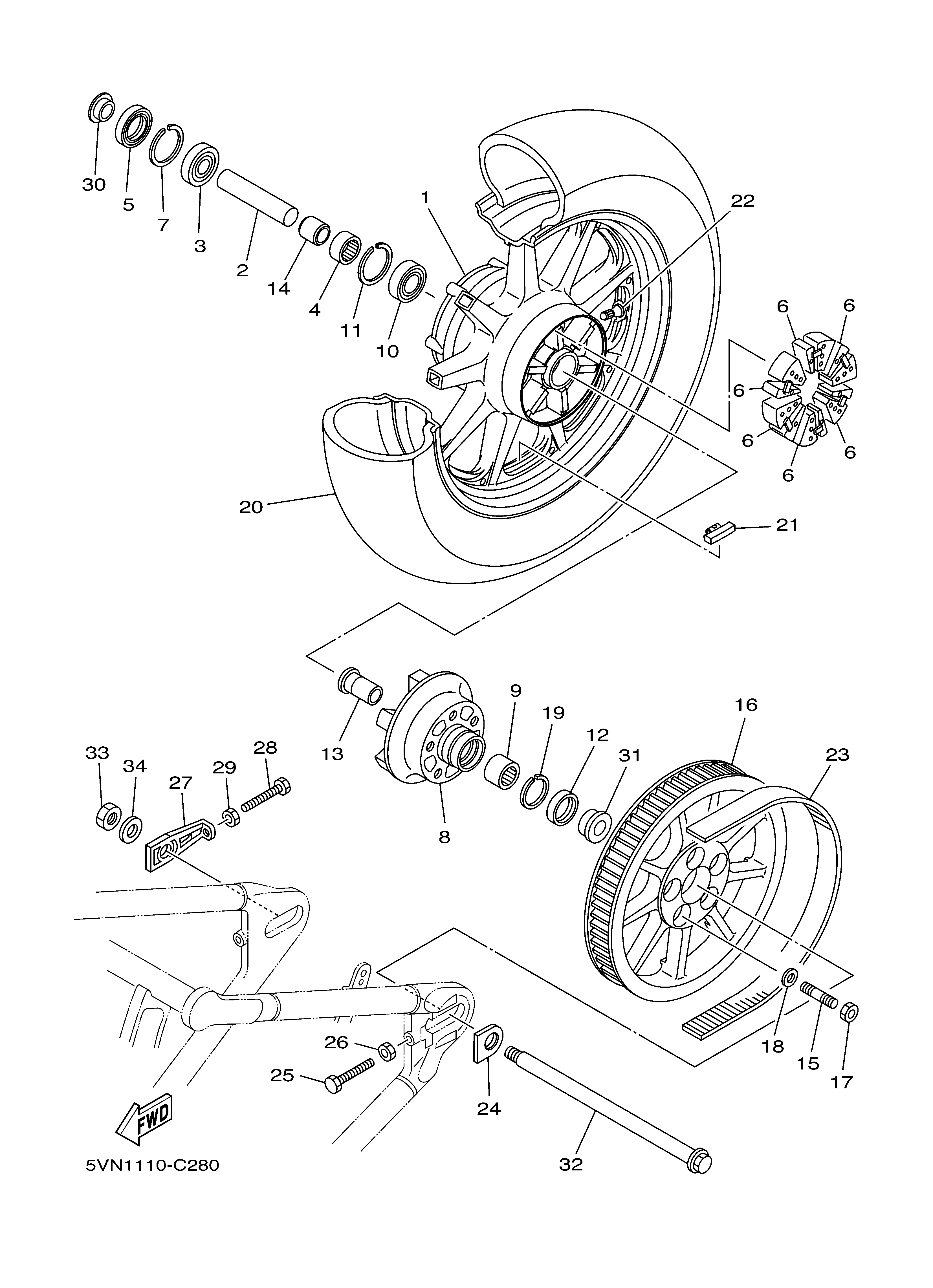 REAR WHEEL Sơ đồ tách chi tiết
