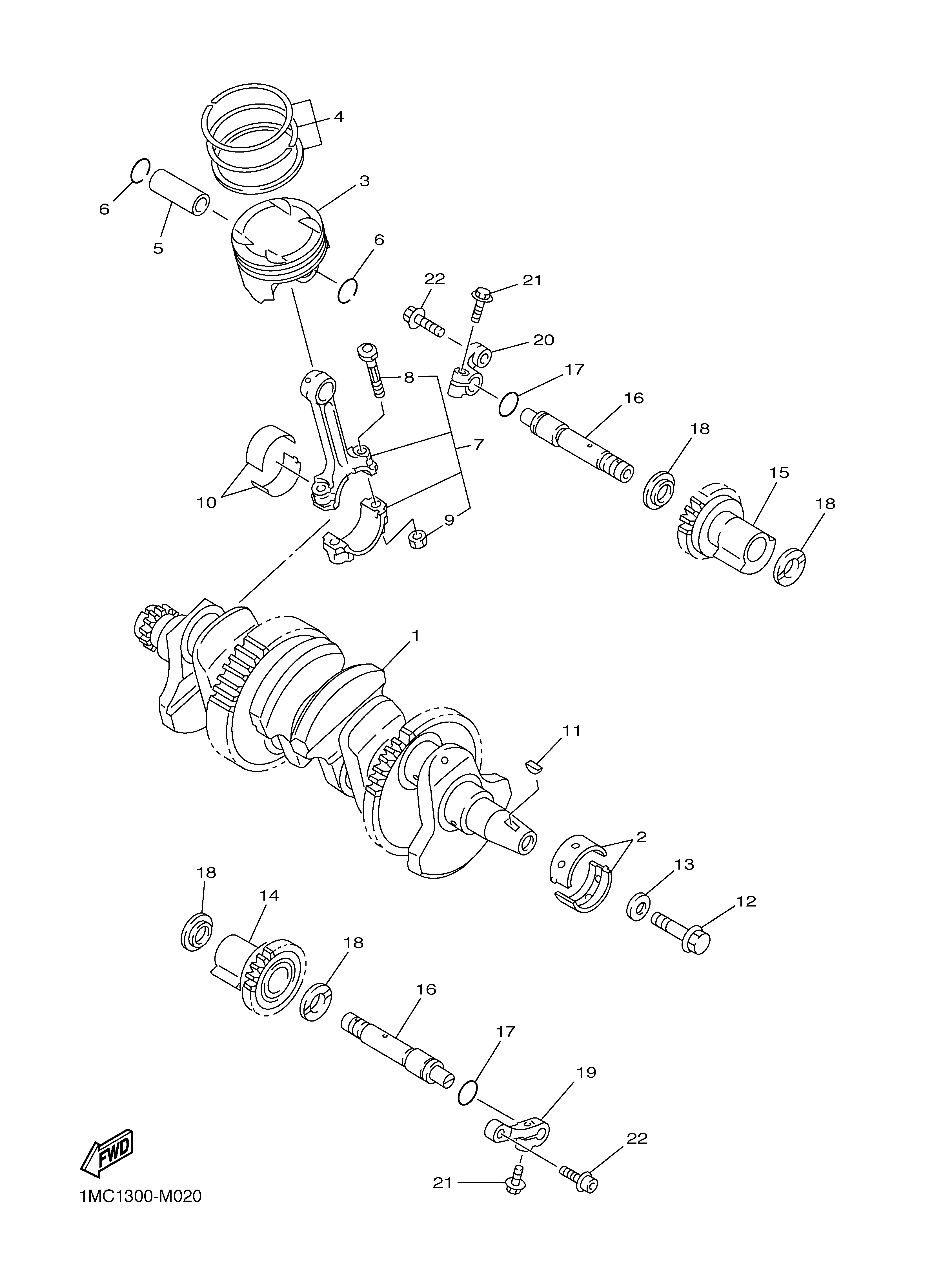 CRANKSHAFT PISTON Exploded diagrams