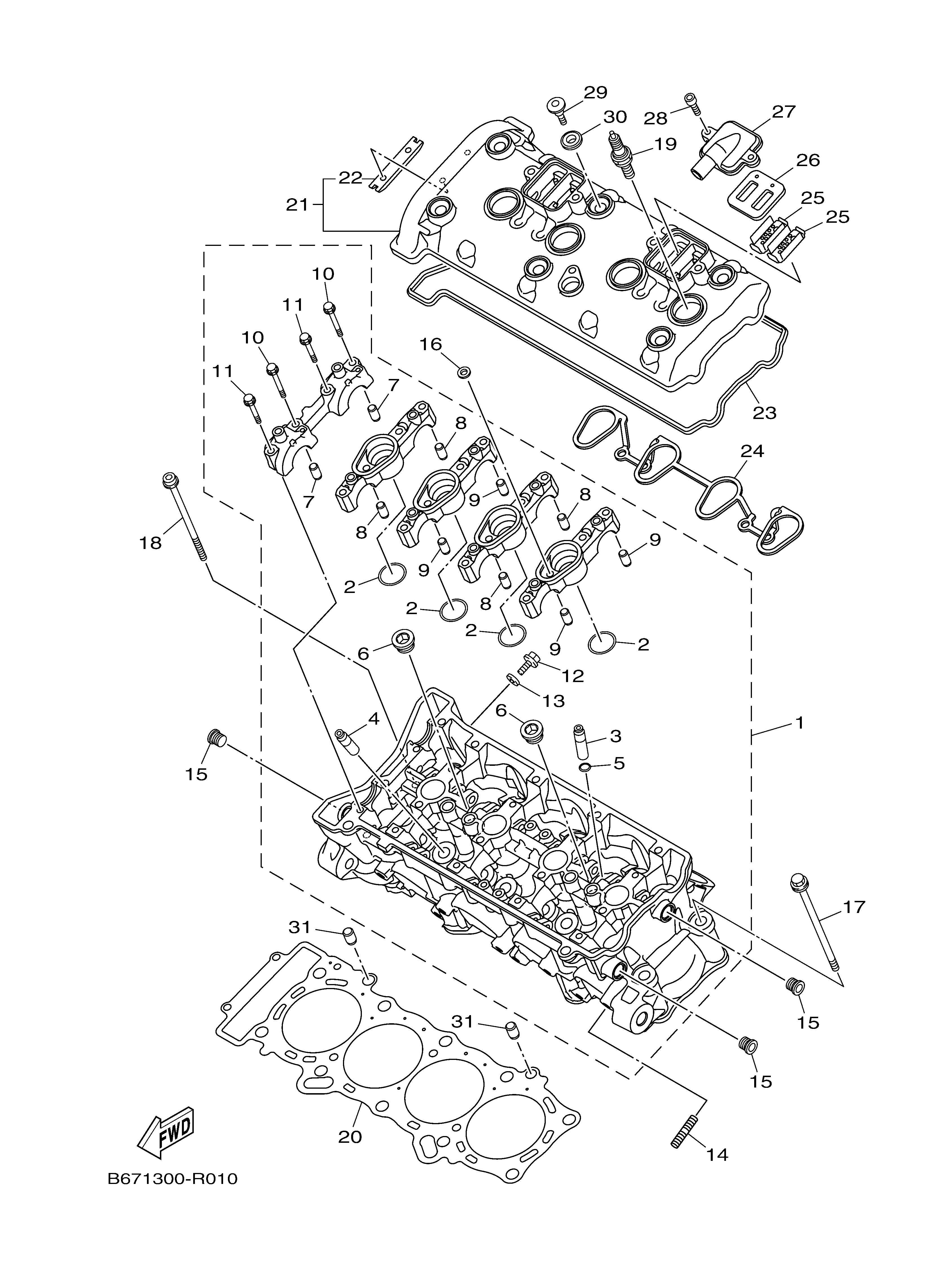 CYLINDER HEAD Sơ đồ tách chi tiết