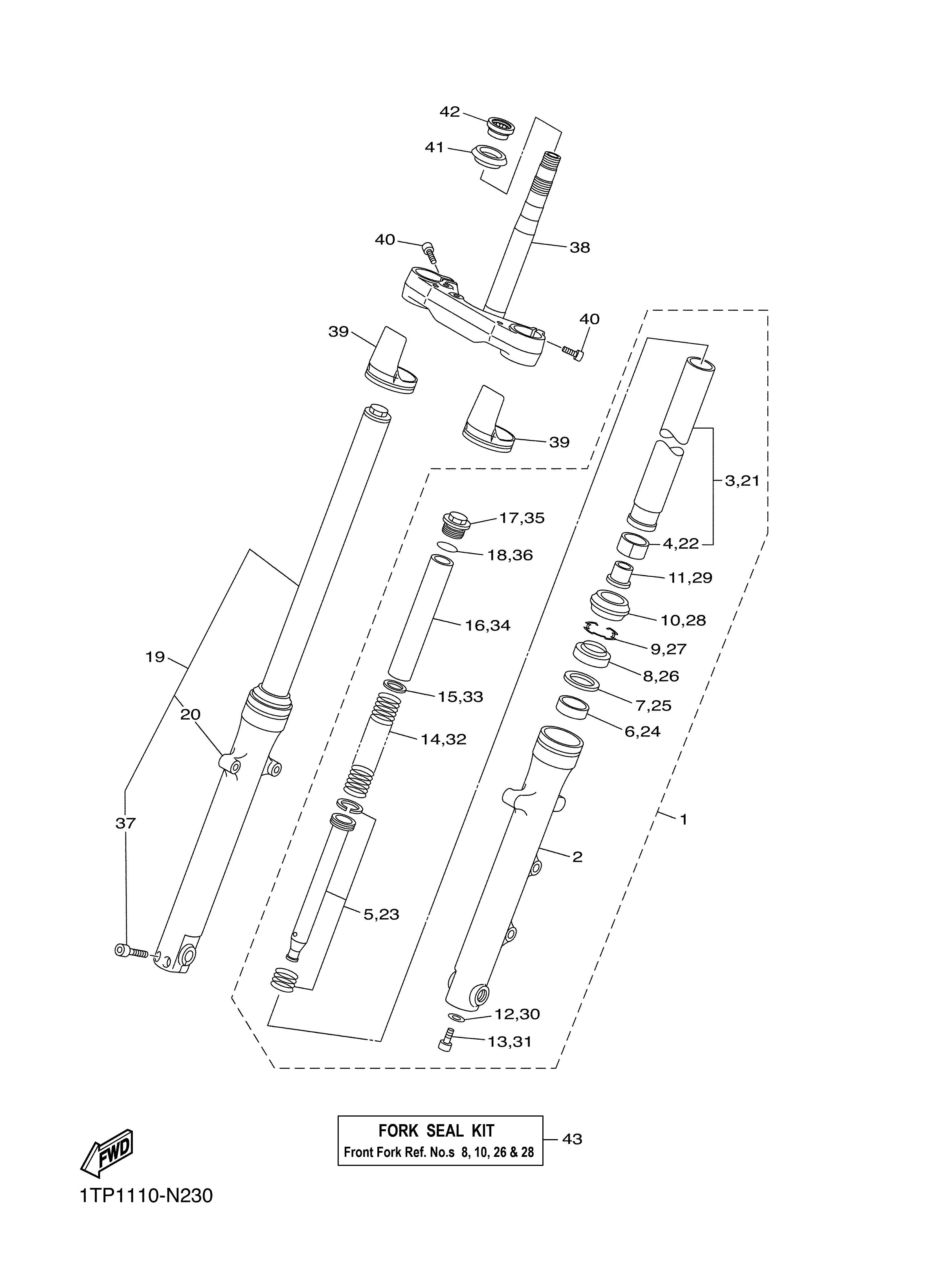 FRONT FORK Sơ đồ tách chi tiết
