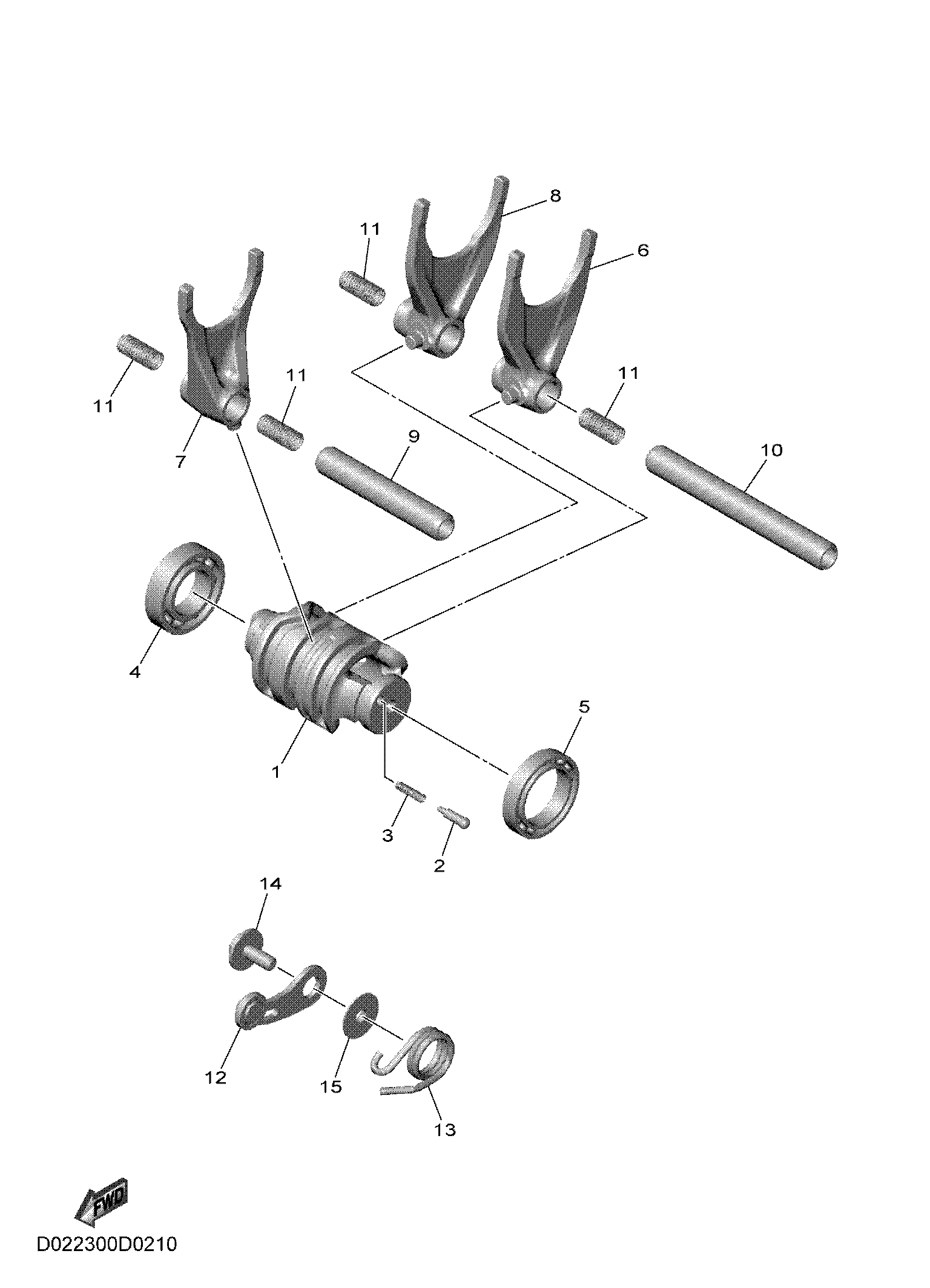 SHIFT CAM & FORK Diagram terurai