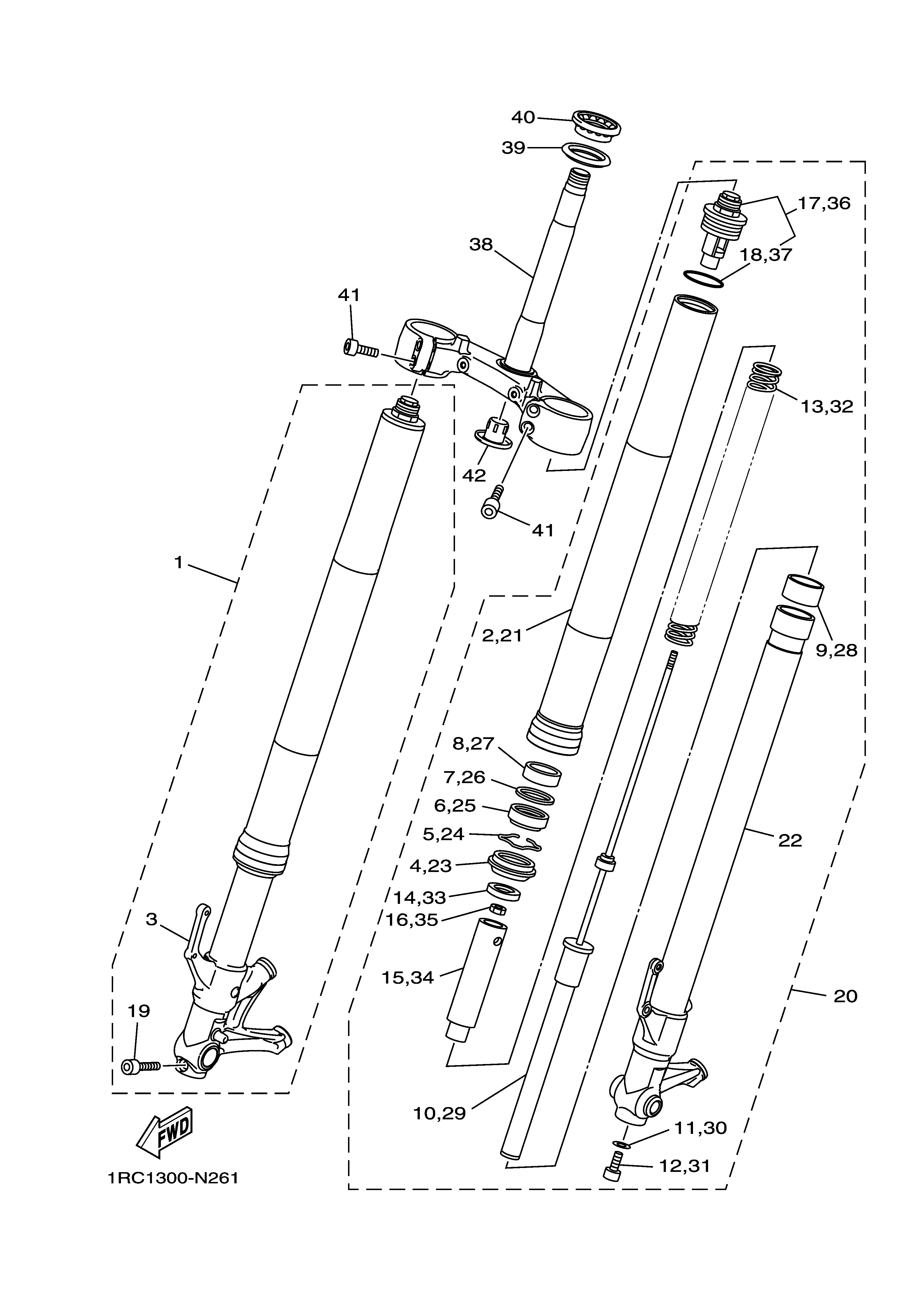 FRONT FORK ภาพแยกชิ้นส่วน