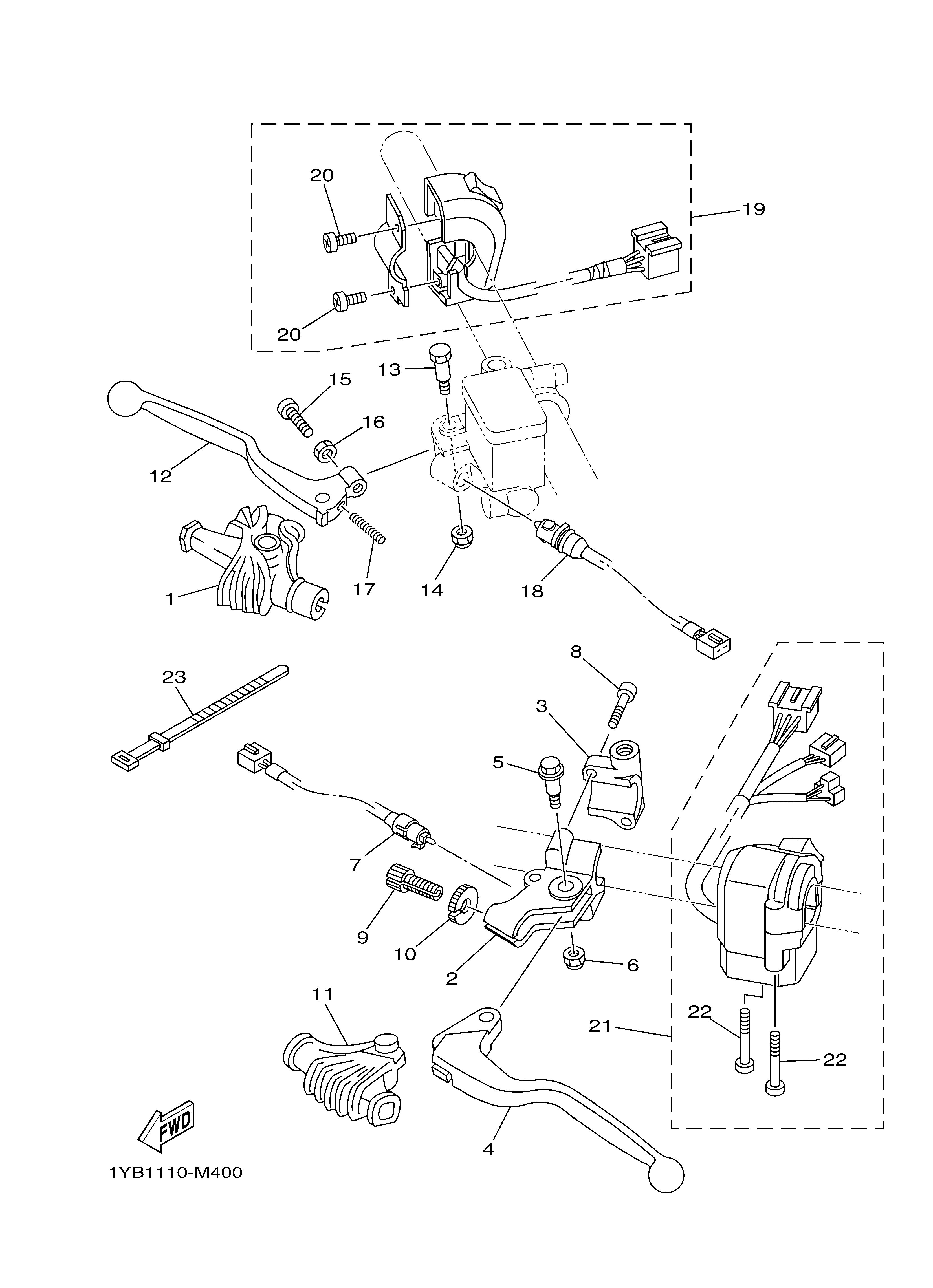 HANDLE SWITCH LEVER Sơ đồ tách chi tiết