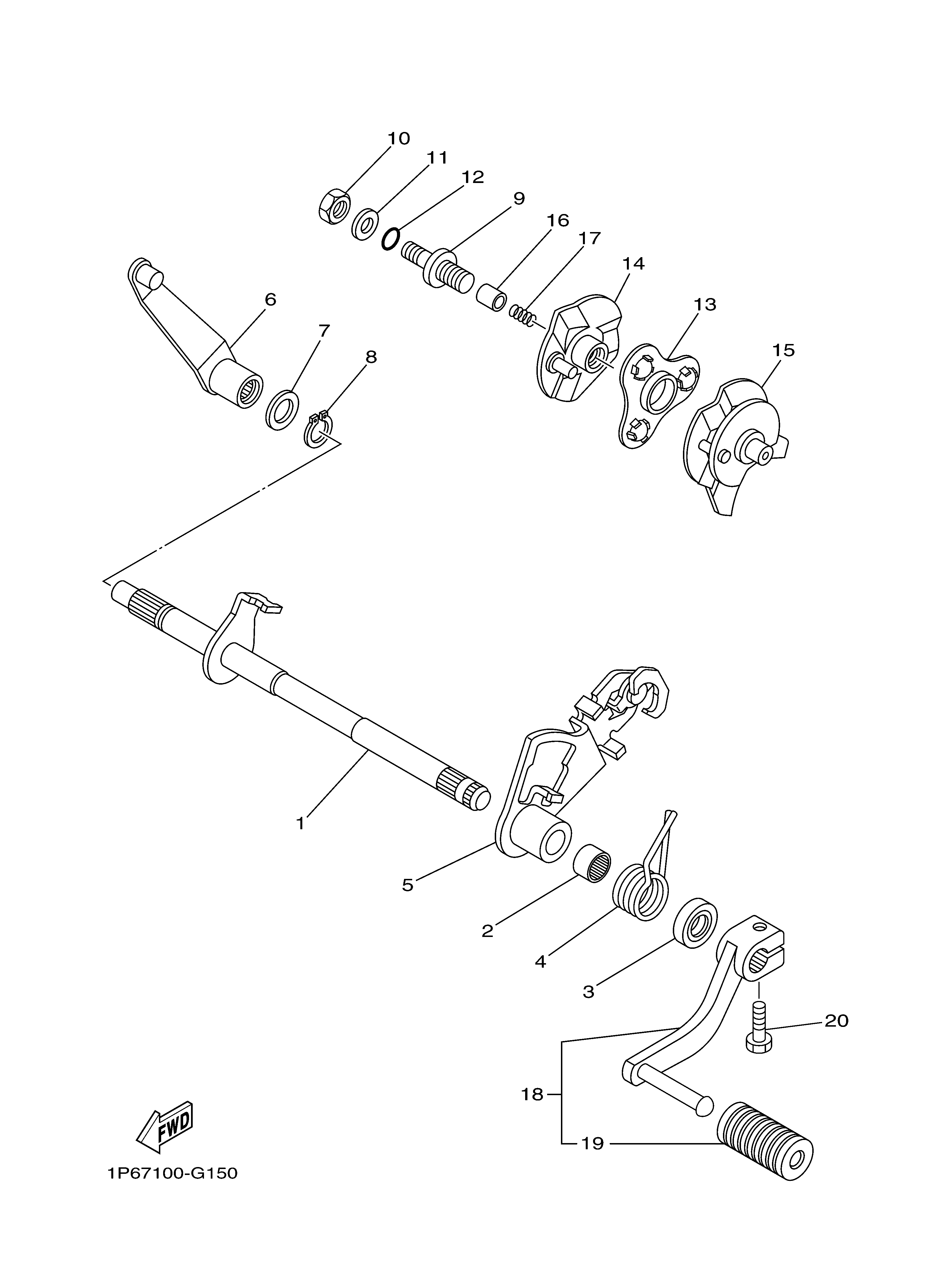 SHIFT SHAFT Exploded diagrams
