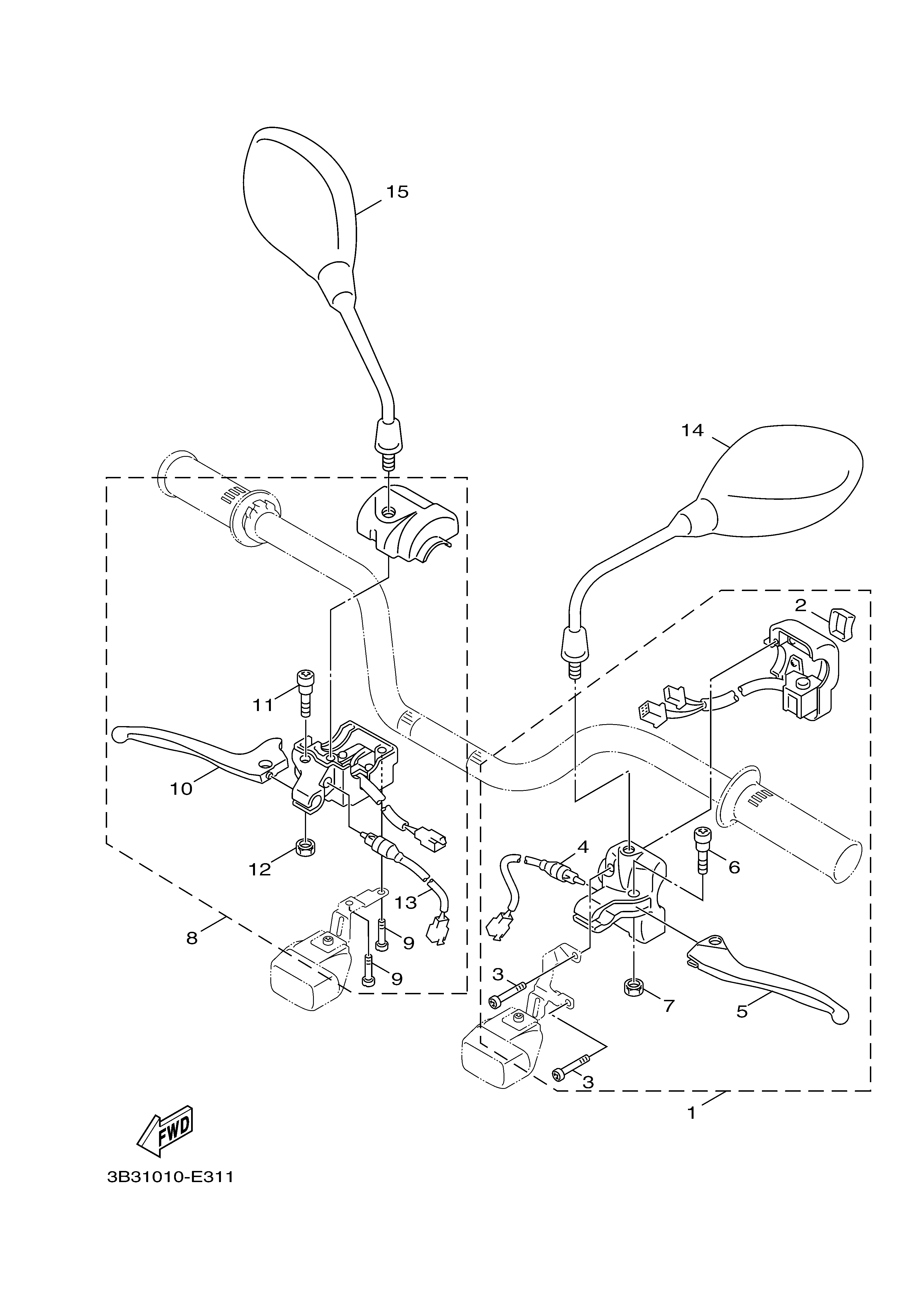 HANDLE SWITCH LEVER Diagram terurai