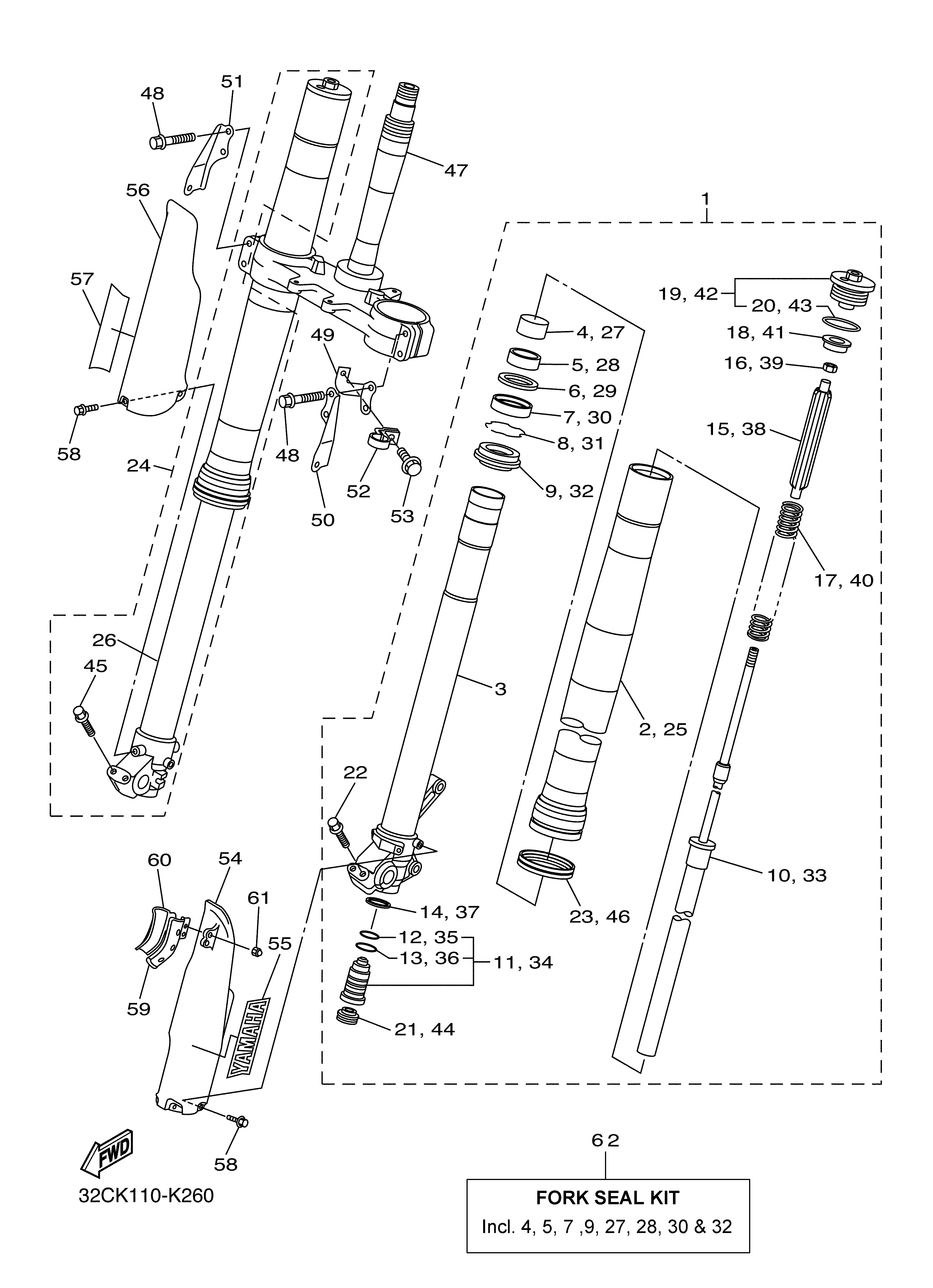 FRONT FORK Exploded diagrams