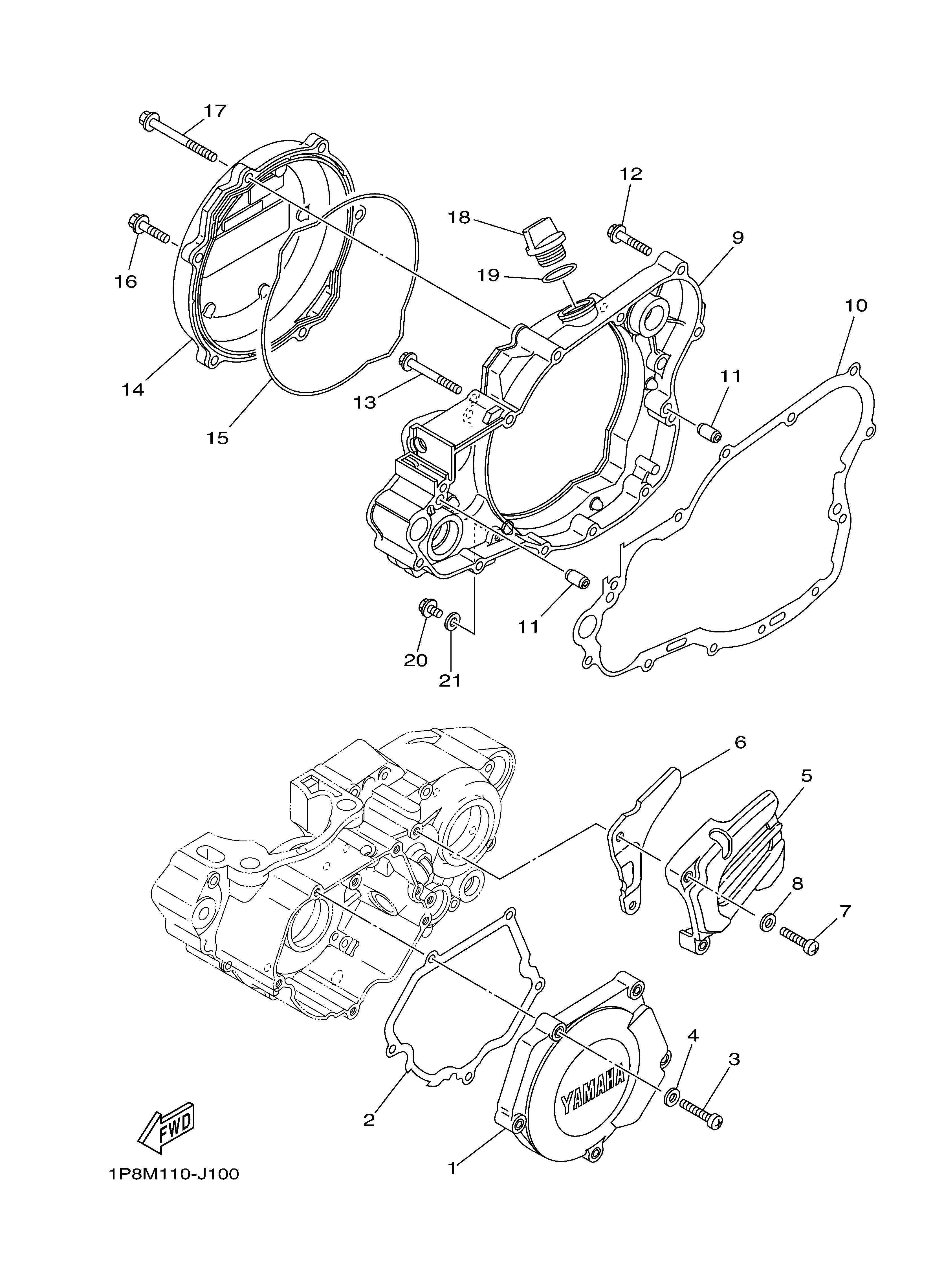 CRANKCASE COVER 1 ภาพแยกชิ้นส่วน