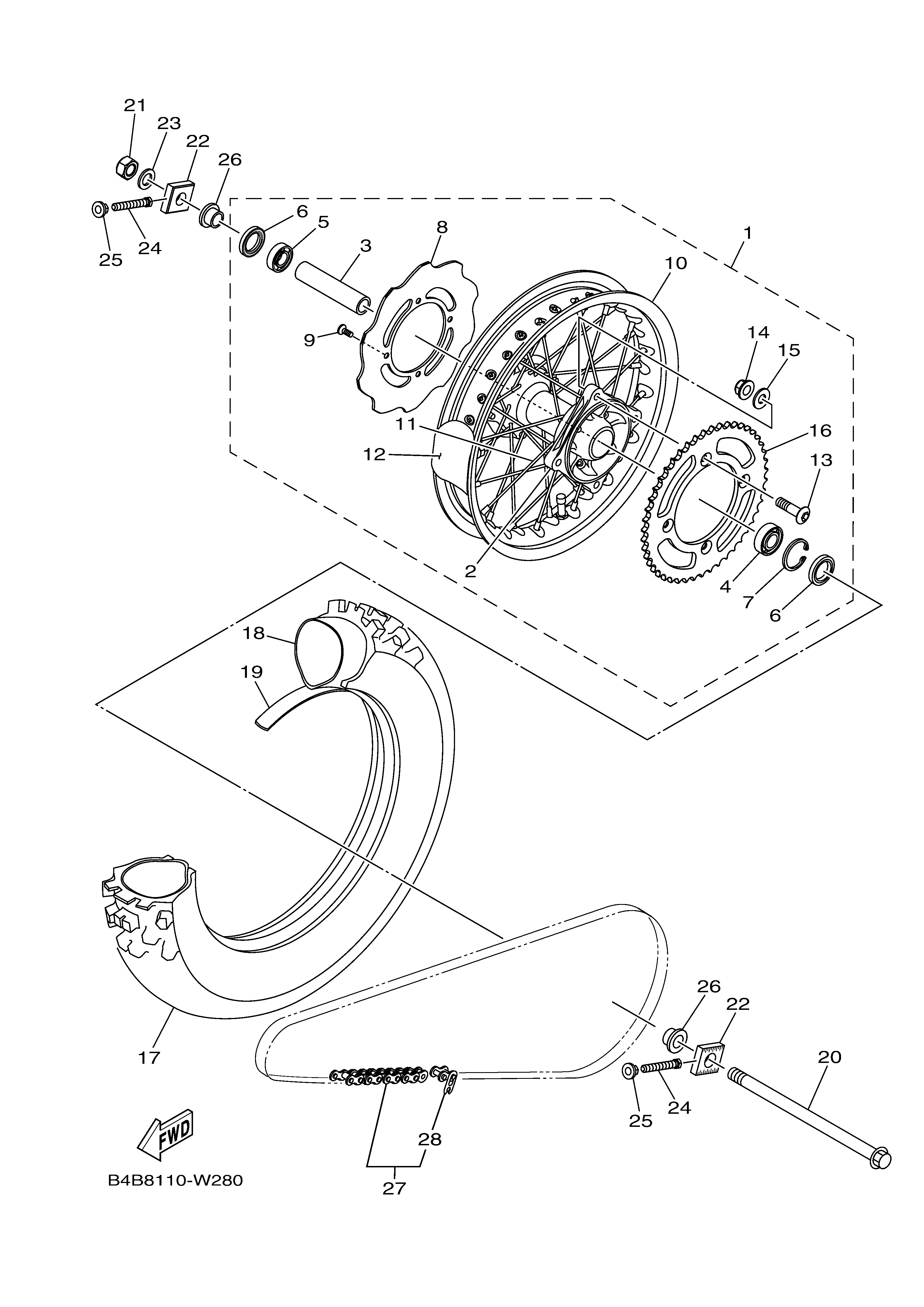 REAR WHEEL Sơ đồ tách chi tiết