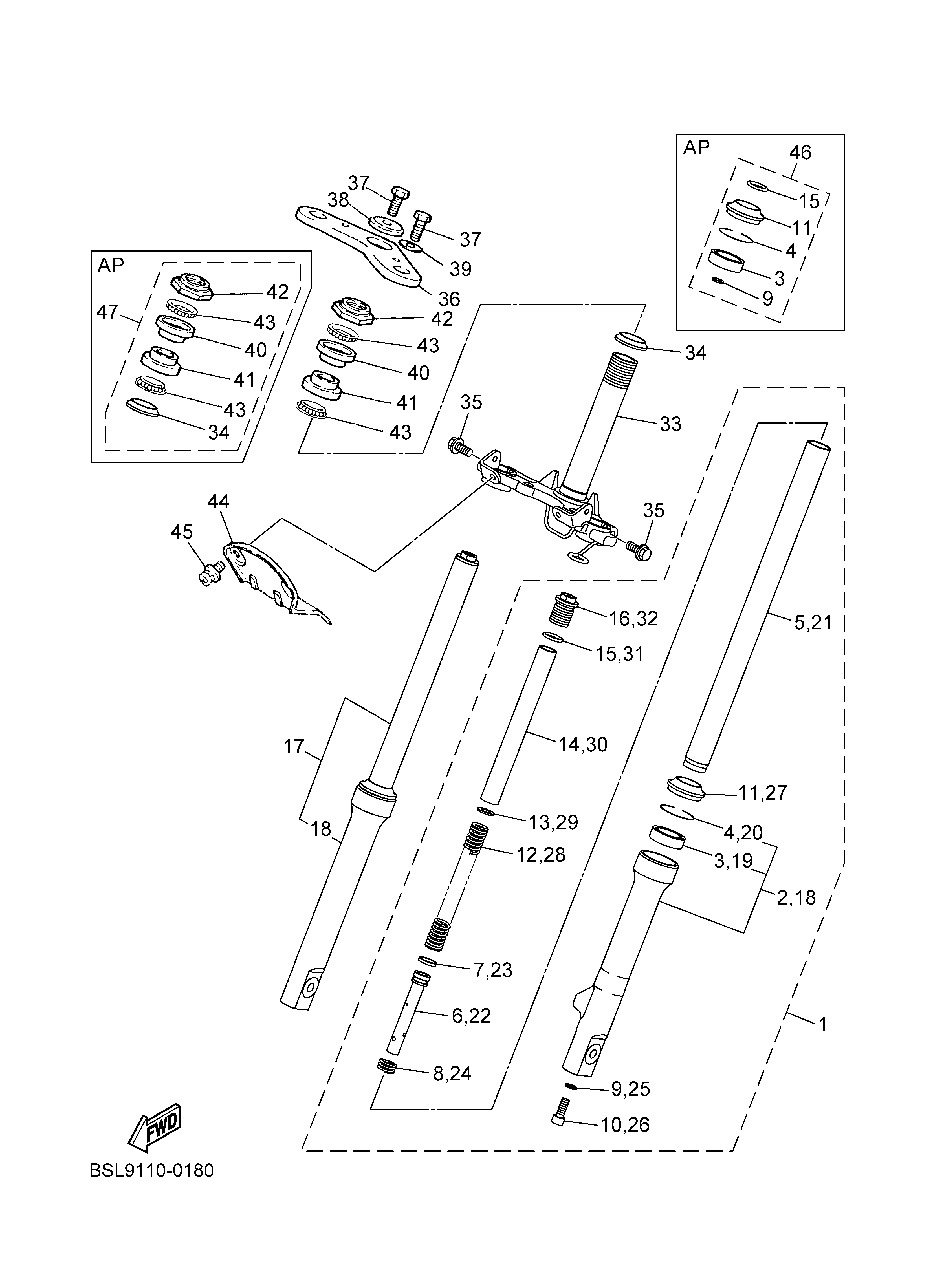 FRONT FORK Diagram terurai