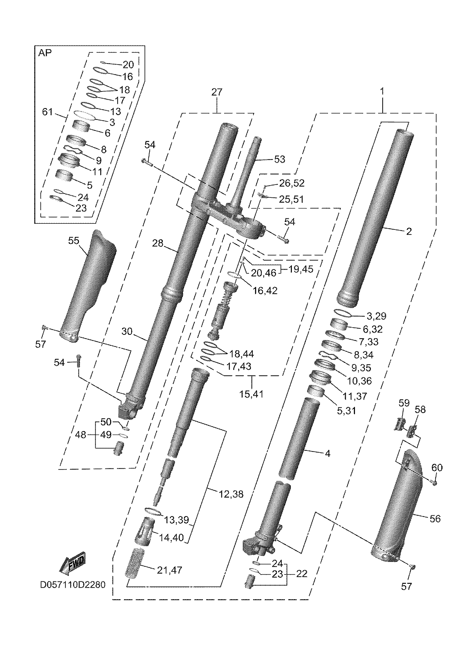 FRONT FORK Exploded diagrams