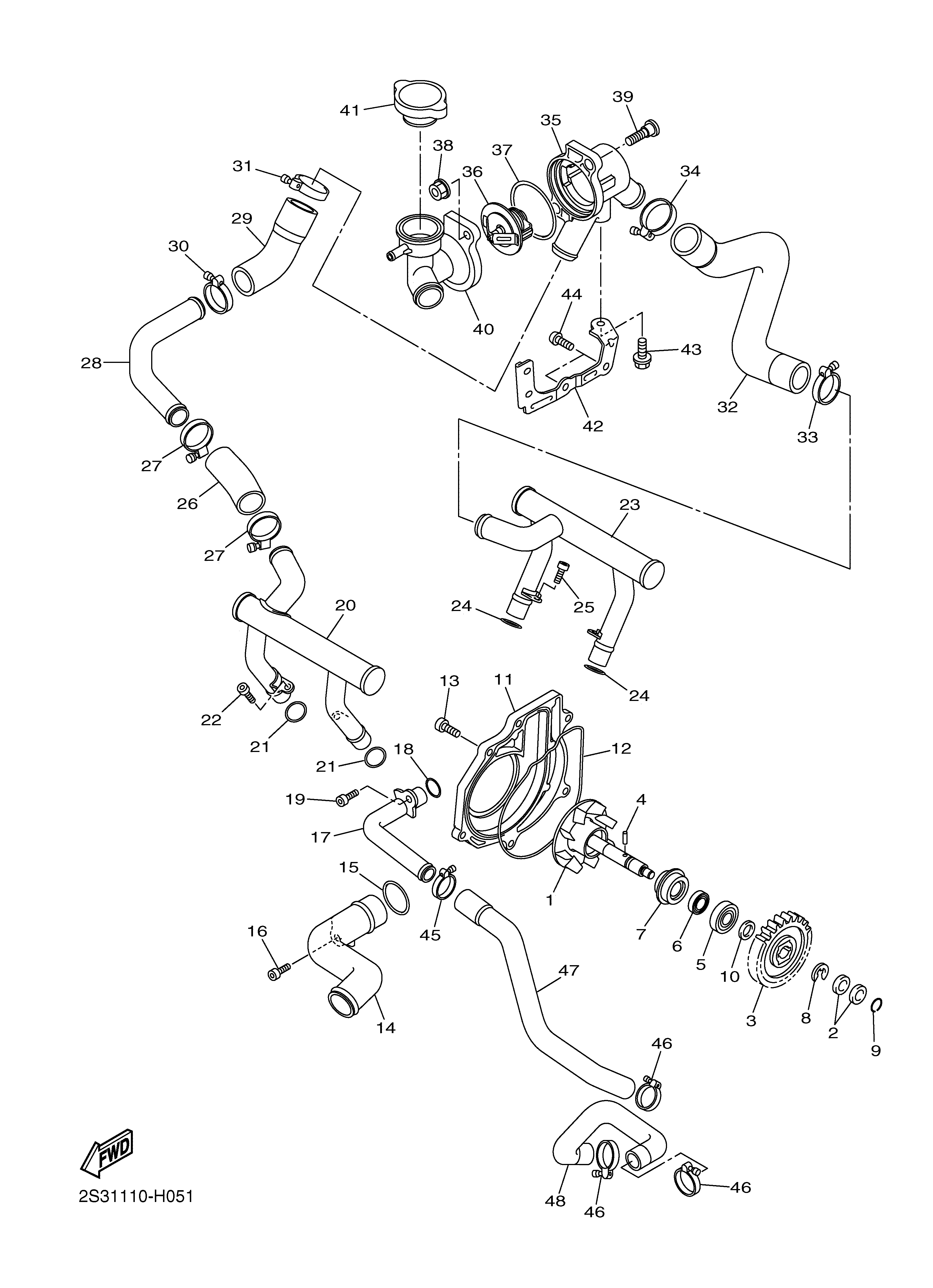 WATER PUMP Sơ đồ tách chi tiết
