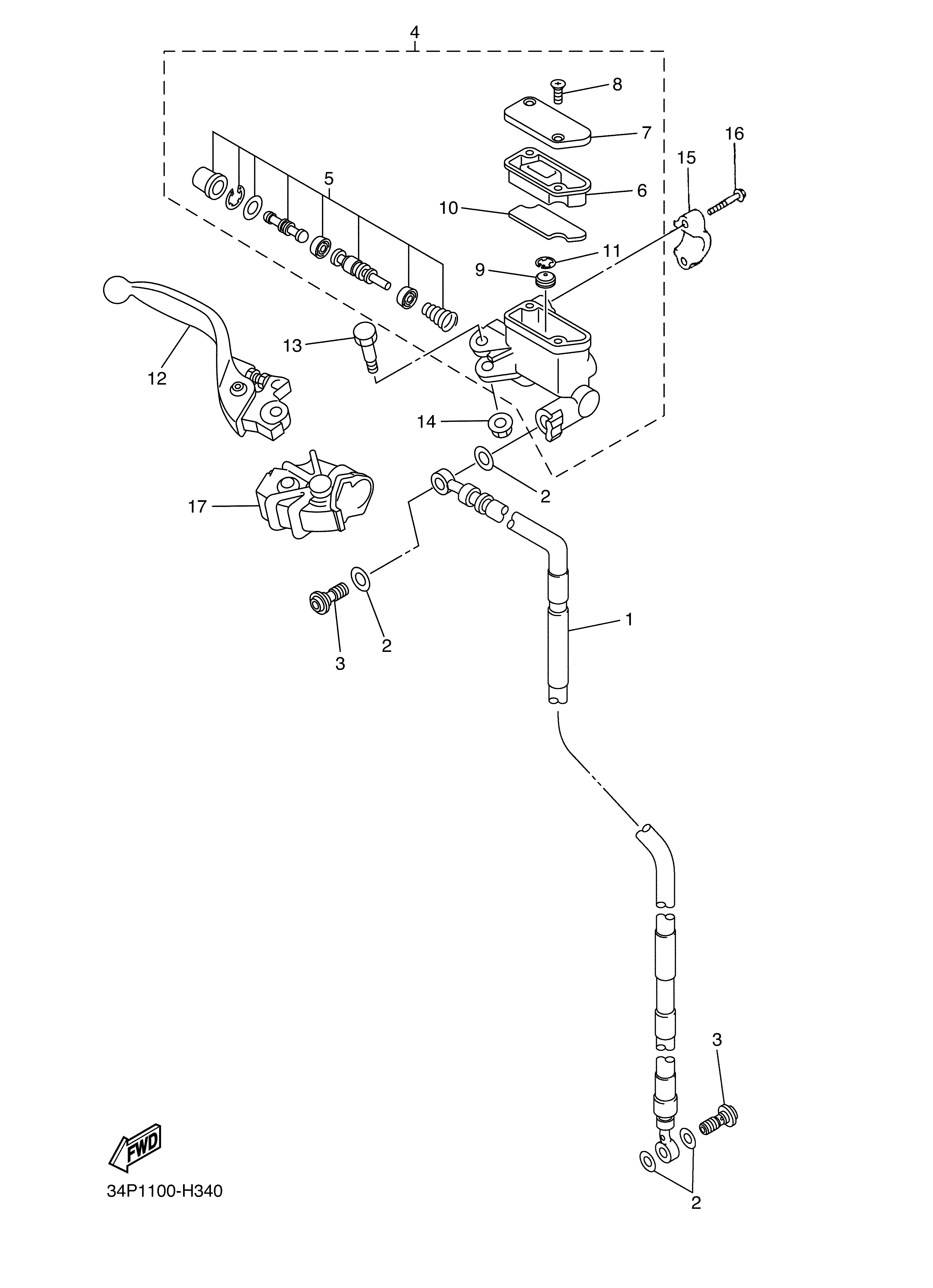 FRONT MASTER CYLINDER Sơ đồ tách chi tiết