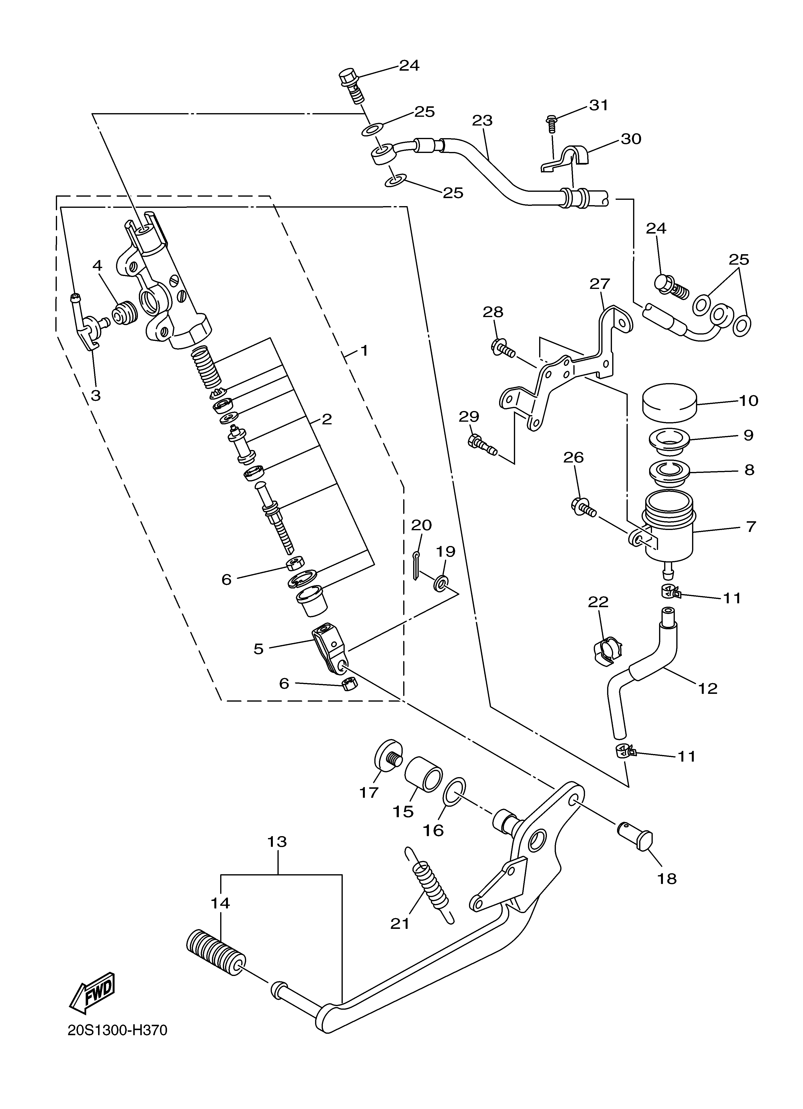REAR MASTER CYLINDER ภาพแยกชิ้นส่วน