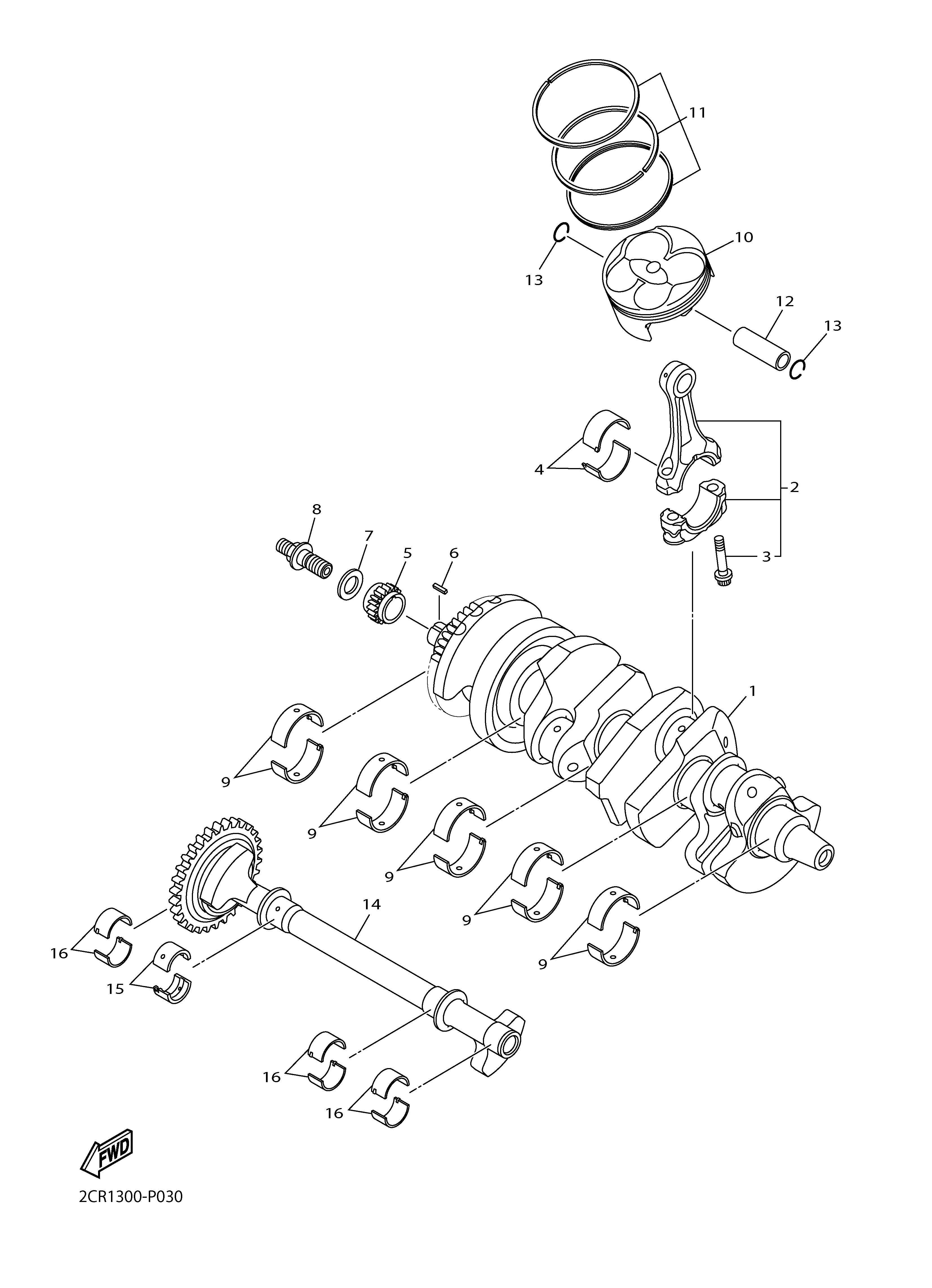 CRANKSHAFT PISTON 爆炸图