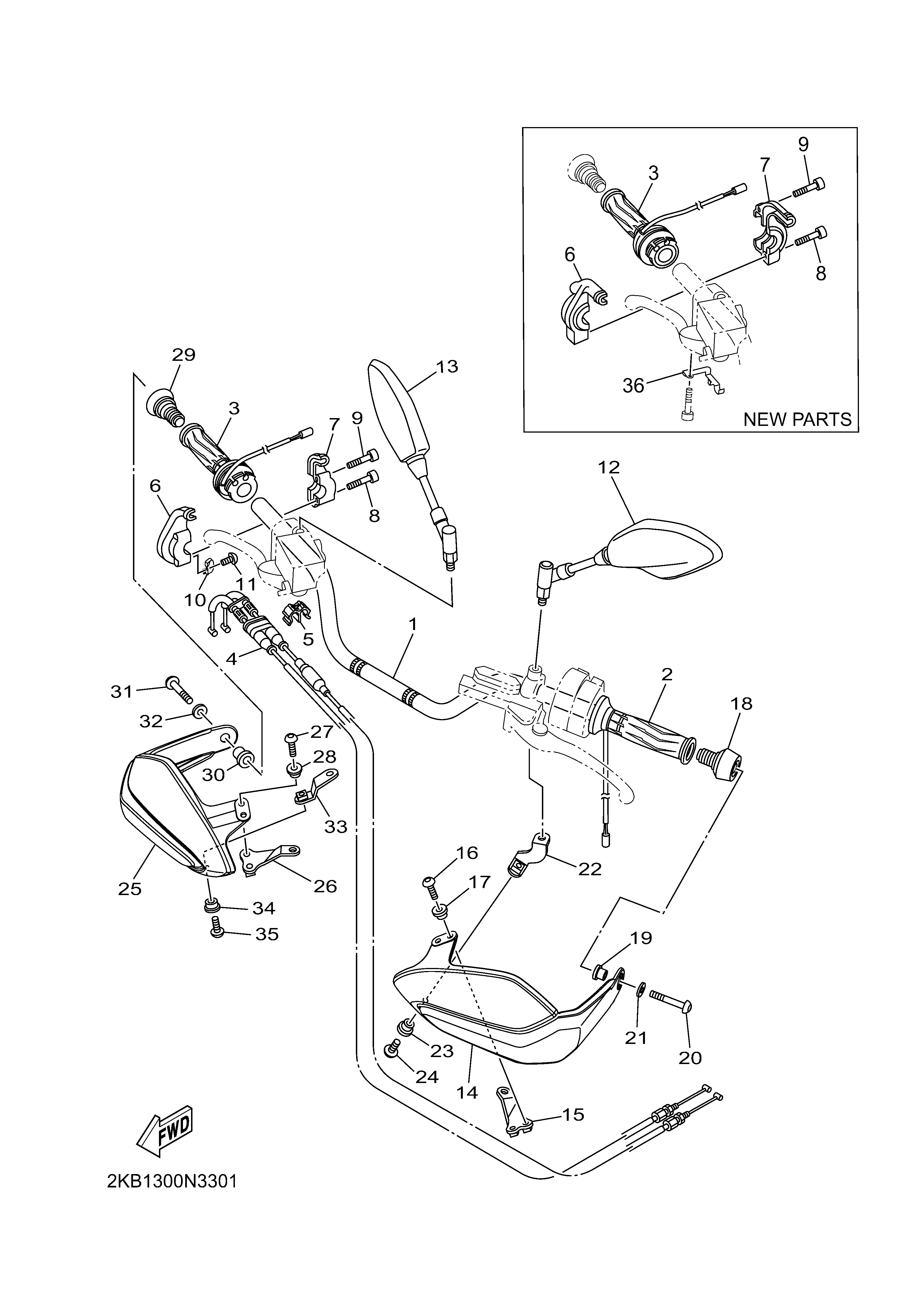 STEERING HANDLE CABLE Diagram terurai