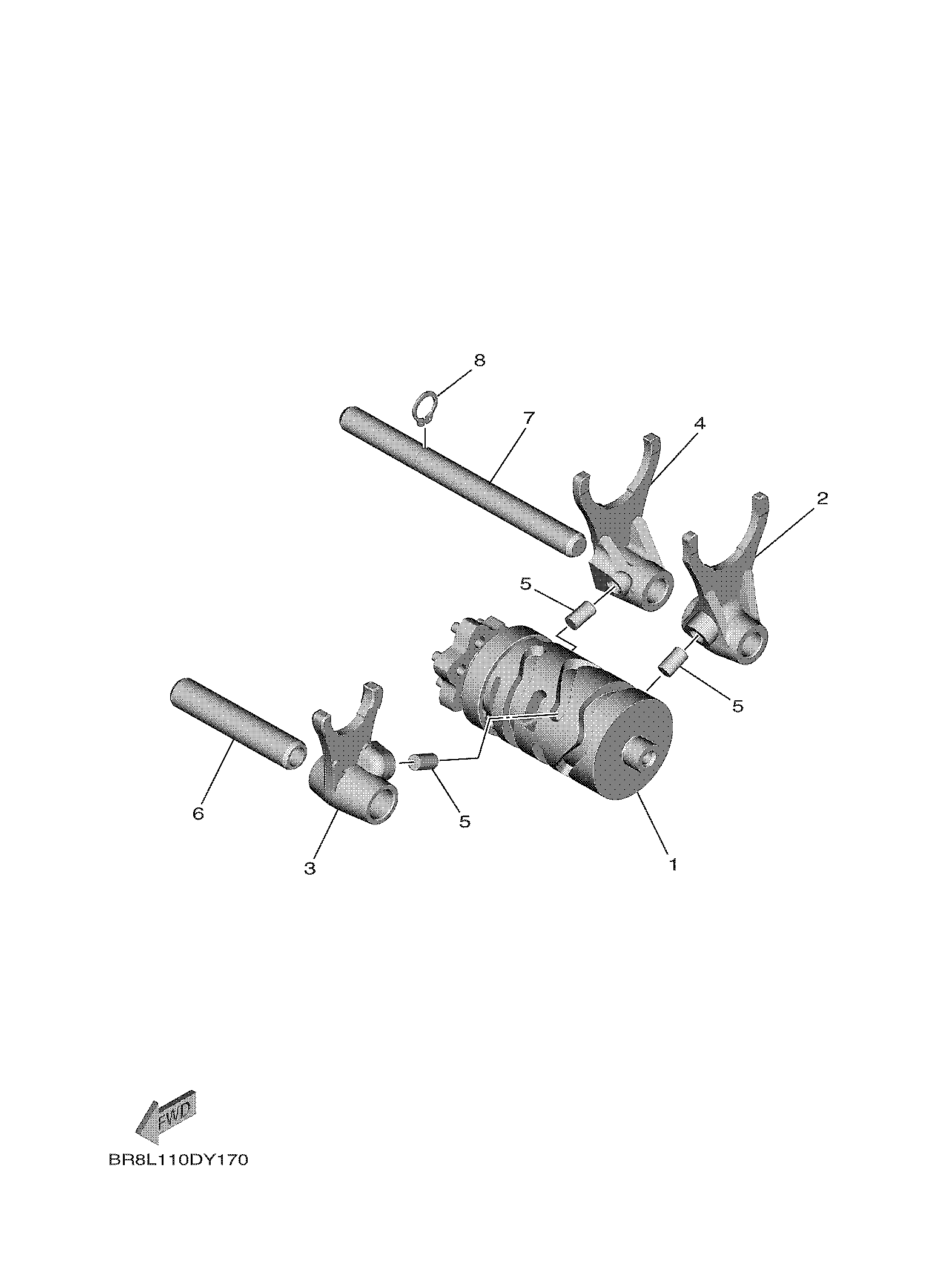 SHIFT CAM & FORK Exploded diagrams