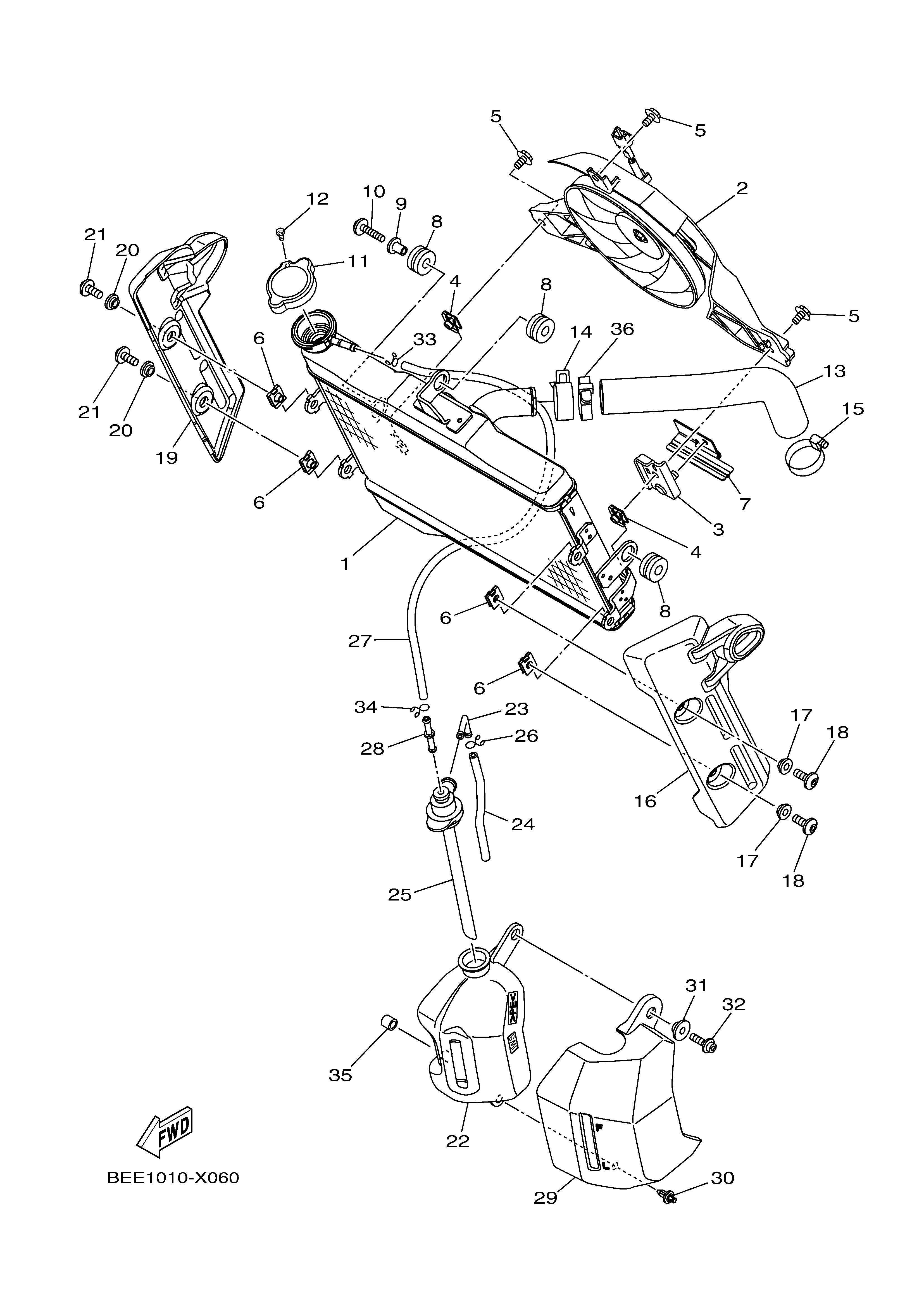 RADIATOR & HOSE Diagram terurai
