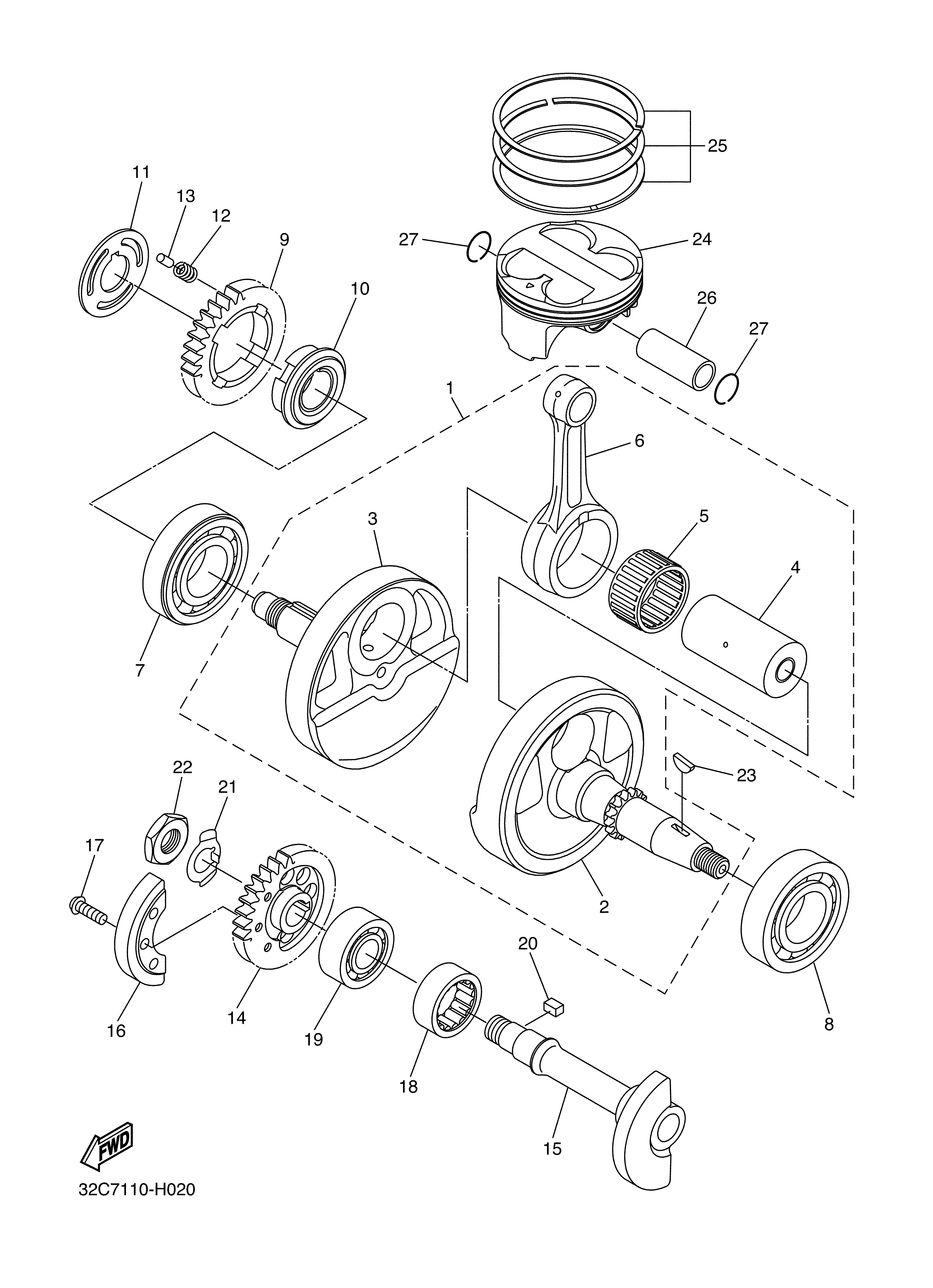 CRANKSHAFT PISTON ภาพแยกชิ้นส่วน