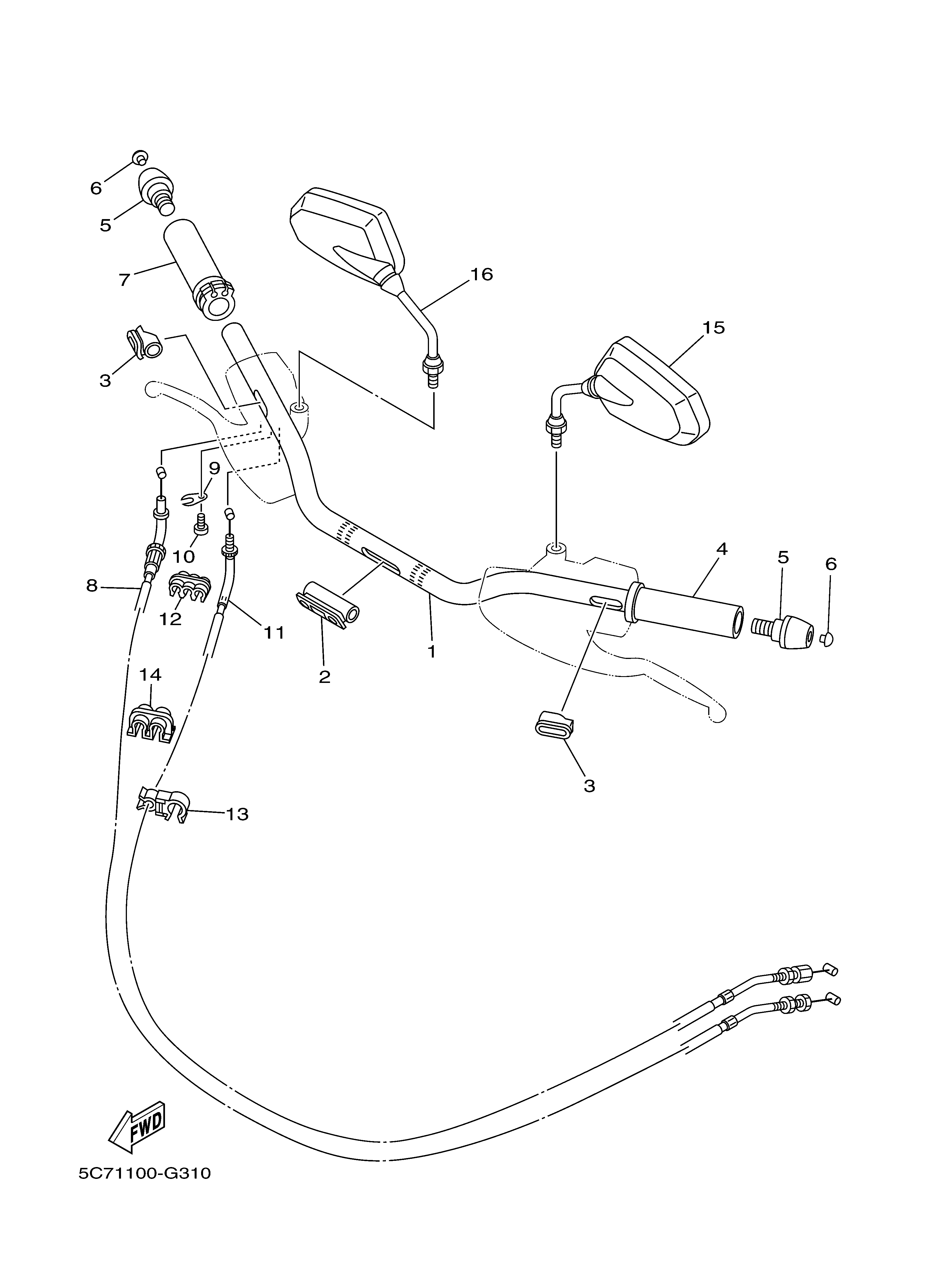 STEERING HANDLE CABLE Sơ đồ tách chi tiết