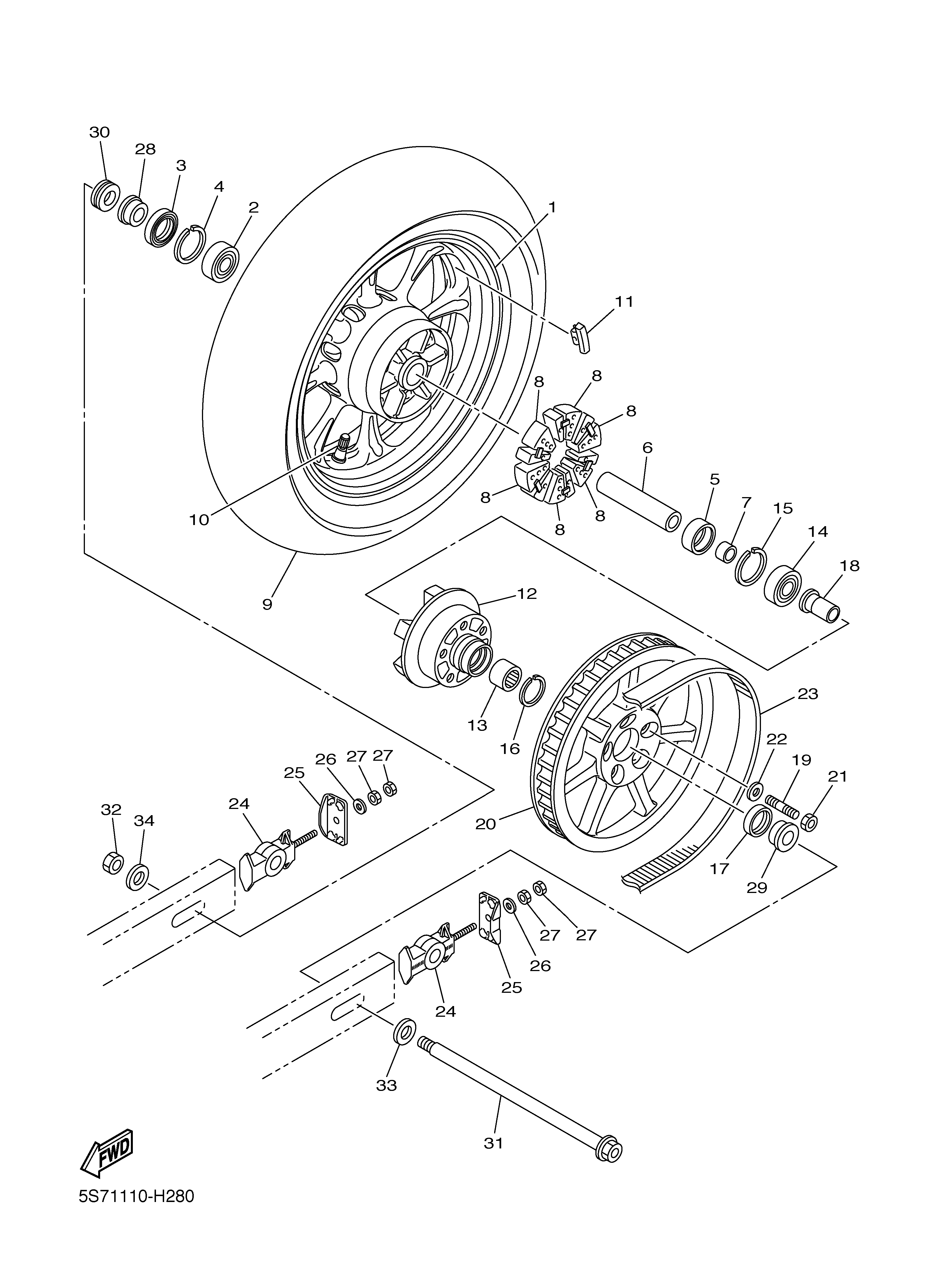 REAR WHEEL Vistas explodidas