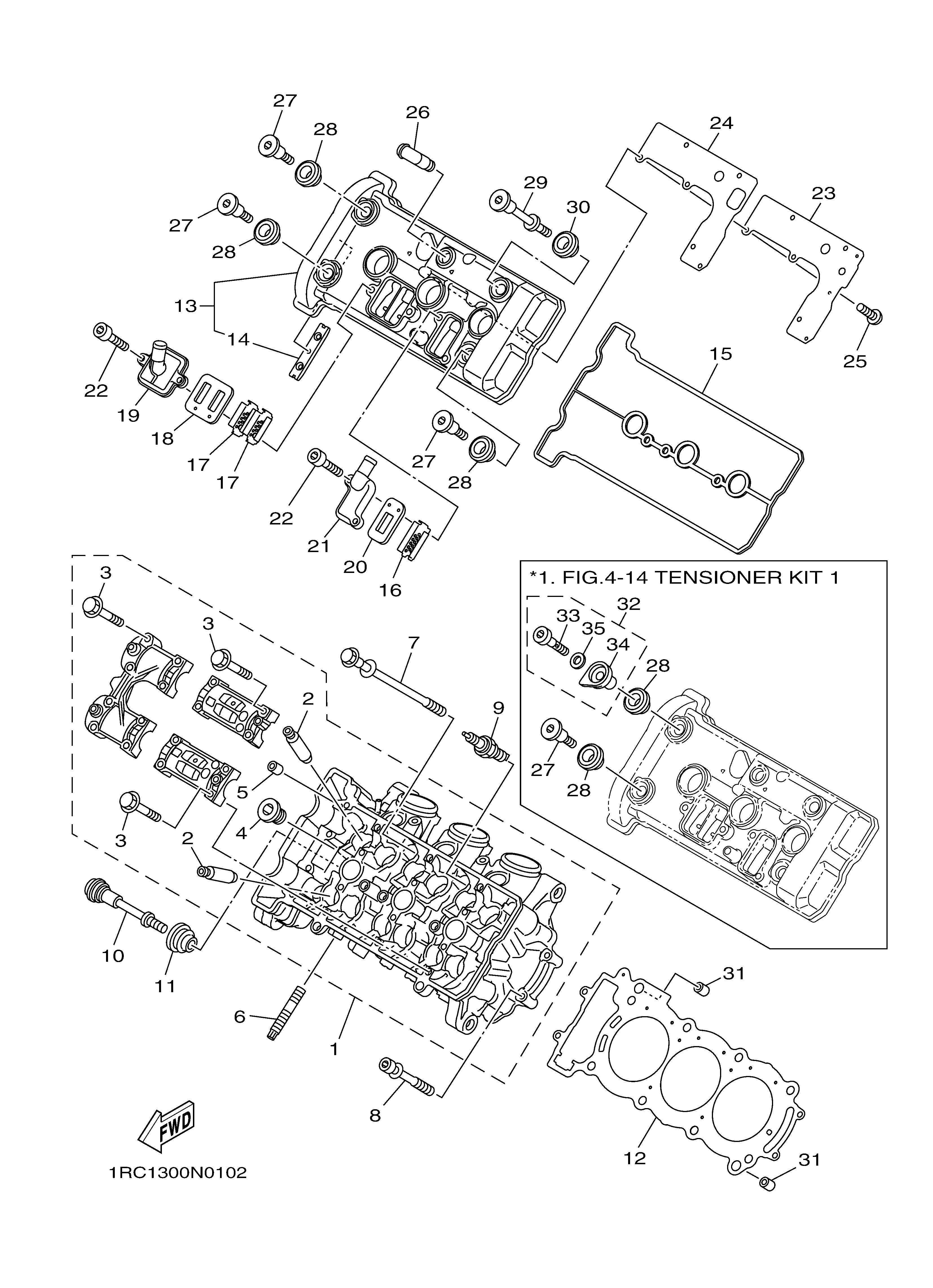 CYLINDER HEAD Sơ đồ tách chi tiết