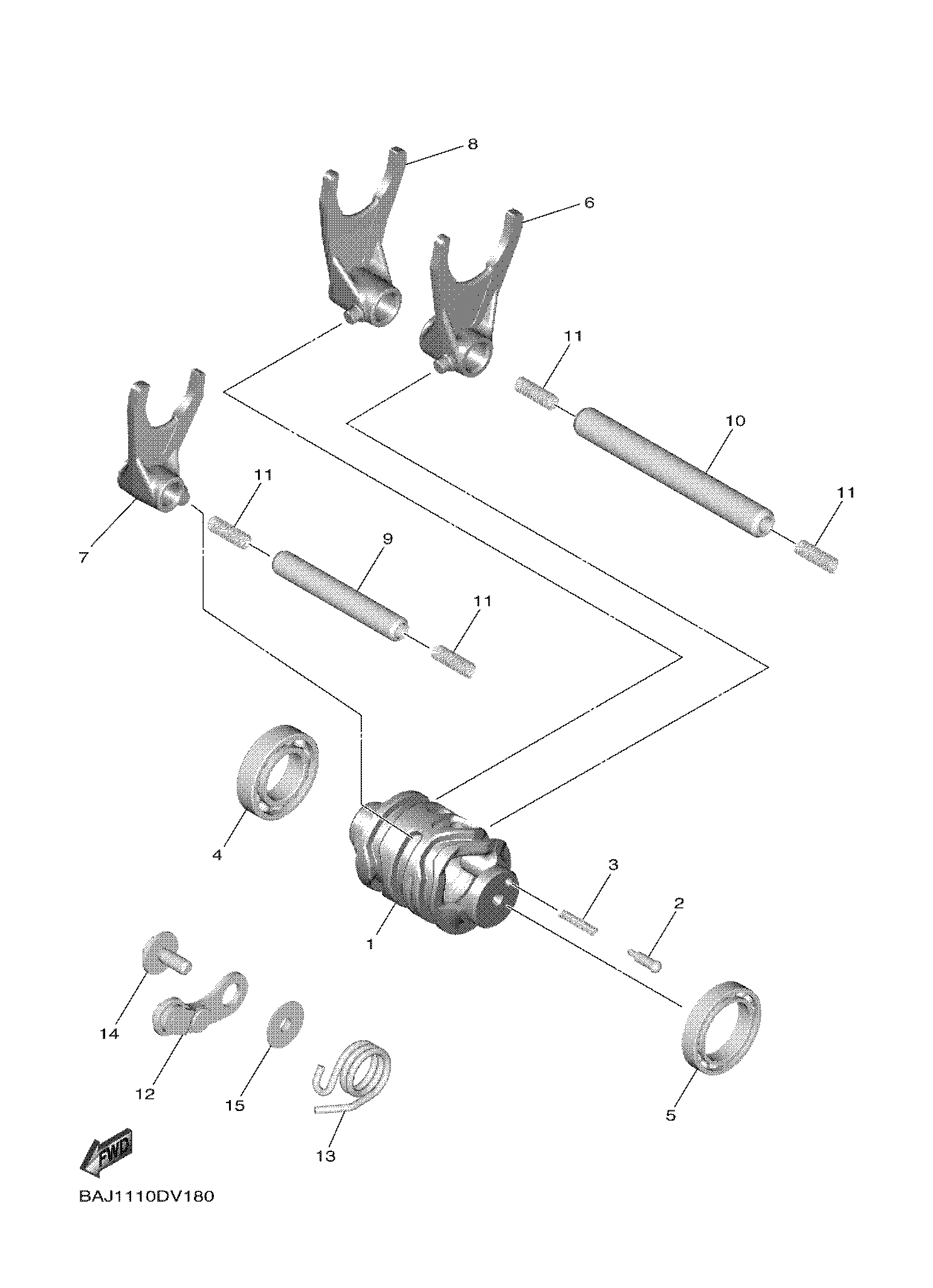 SHIFT CAM & FORK Diagram terurai