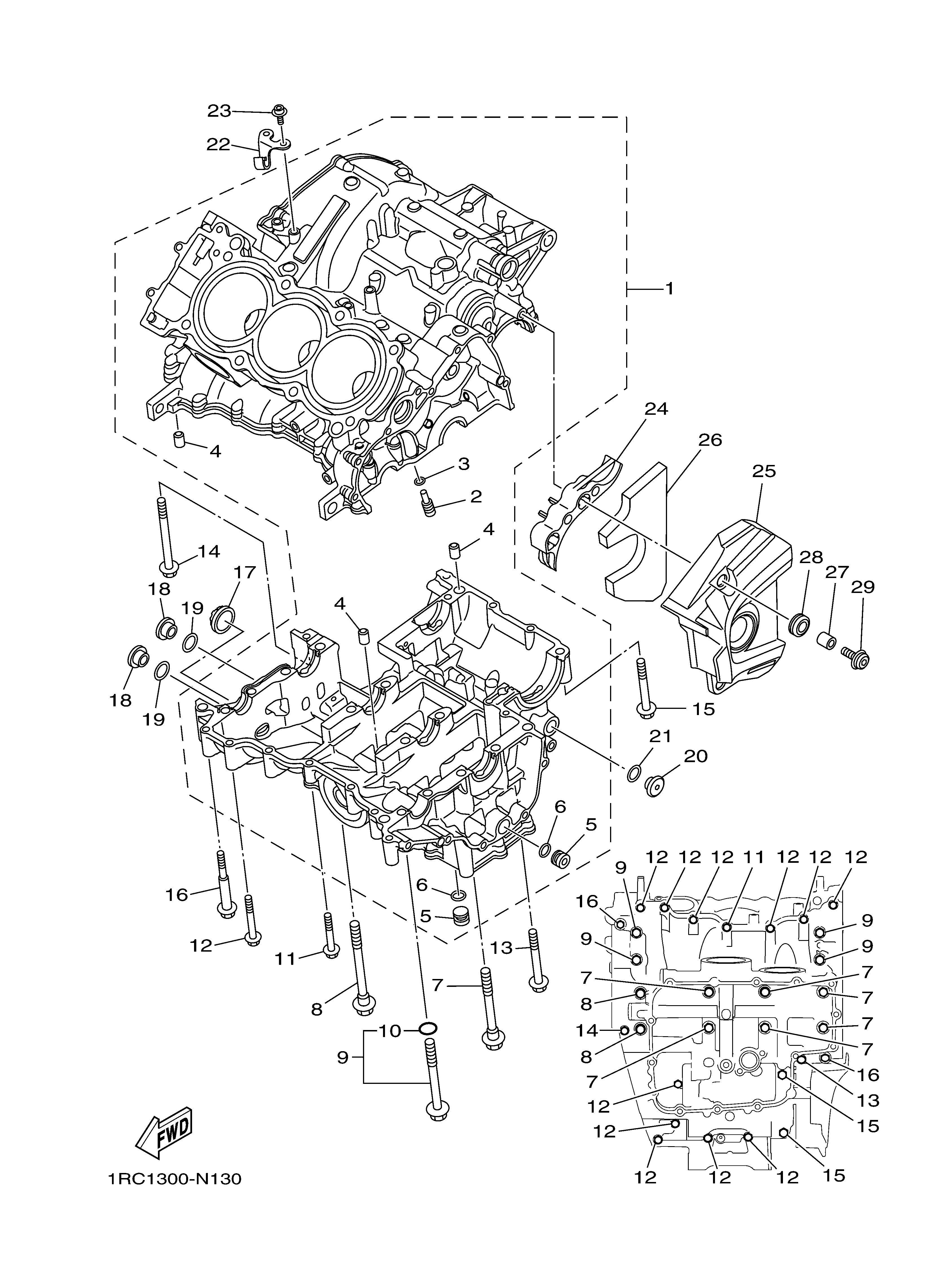 CRANKCASE Exploded diagrams
