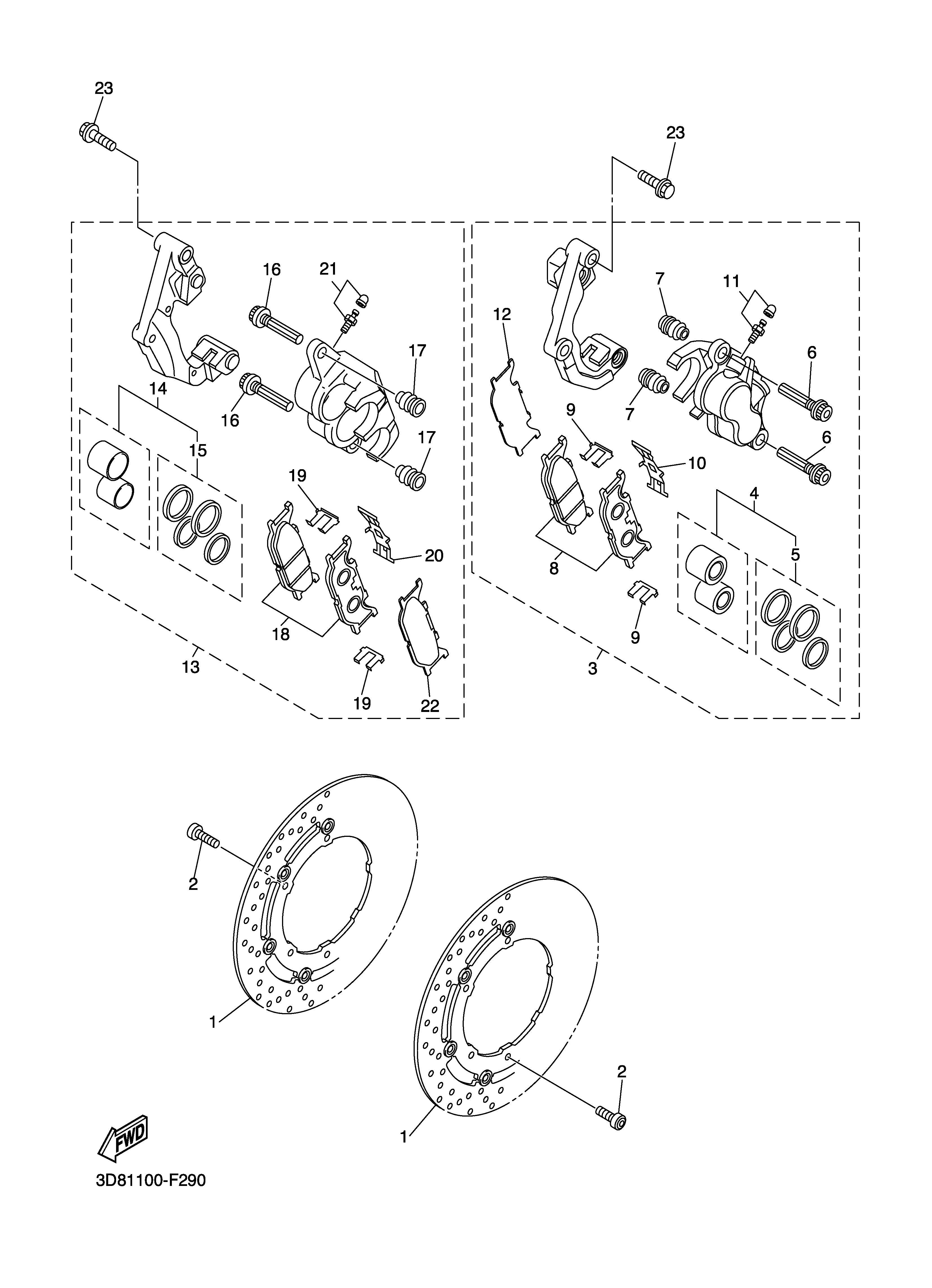 FRONT BRAKE CALIPER ภาพแยกชิ้นส่วน