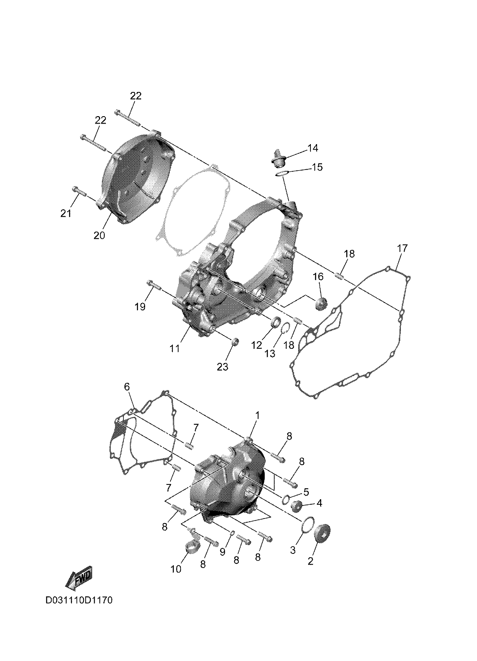 CRANKCASE COVER 1 ภาพแยกชิ้นส่วน