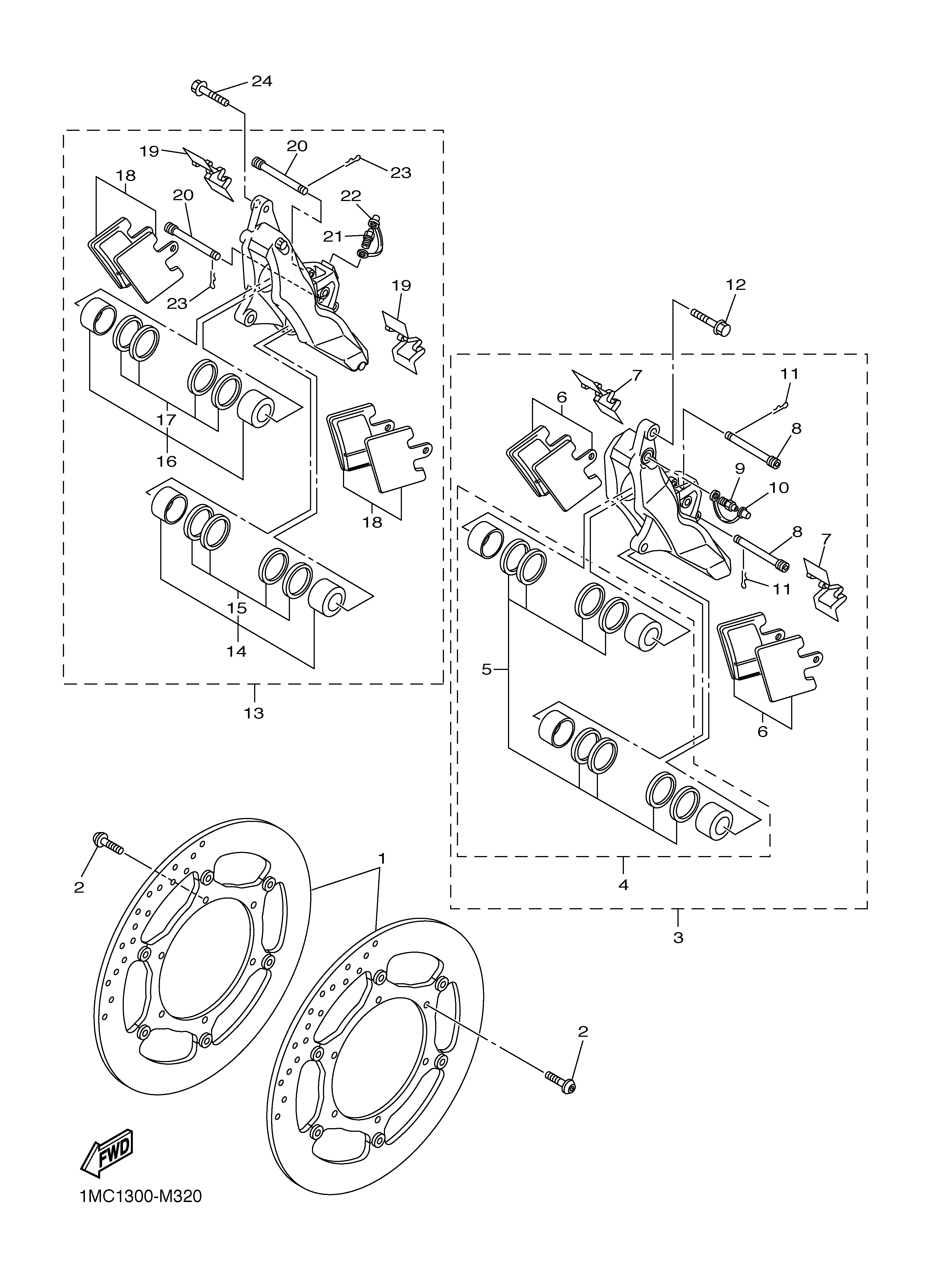 FRONT BRAKE CALIPER 爆炸图
