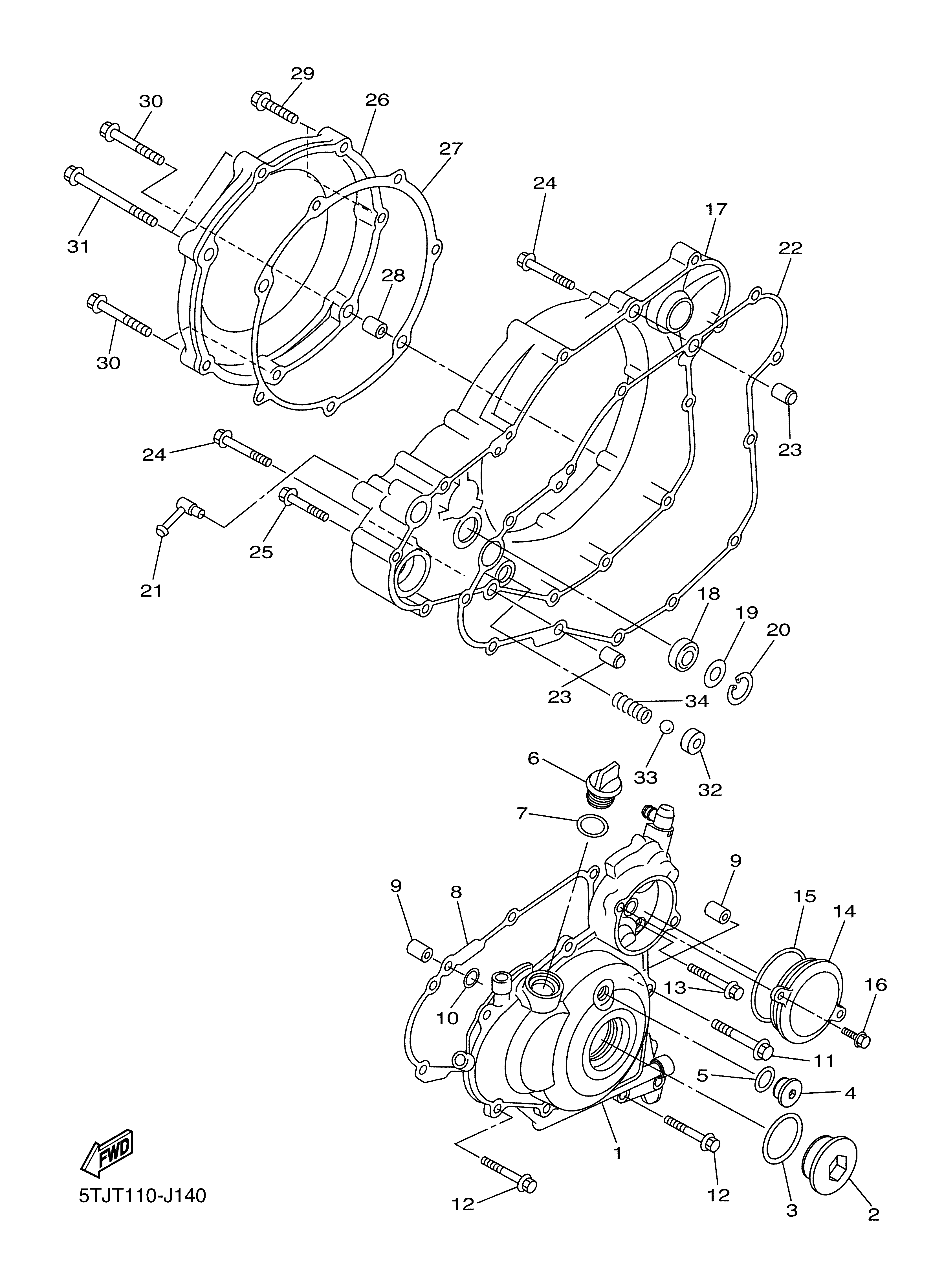 CRANKCASE COVER 1 ภาพแยกชิ้นส่วน