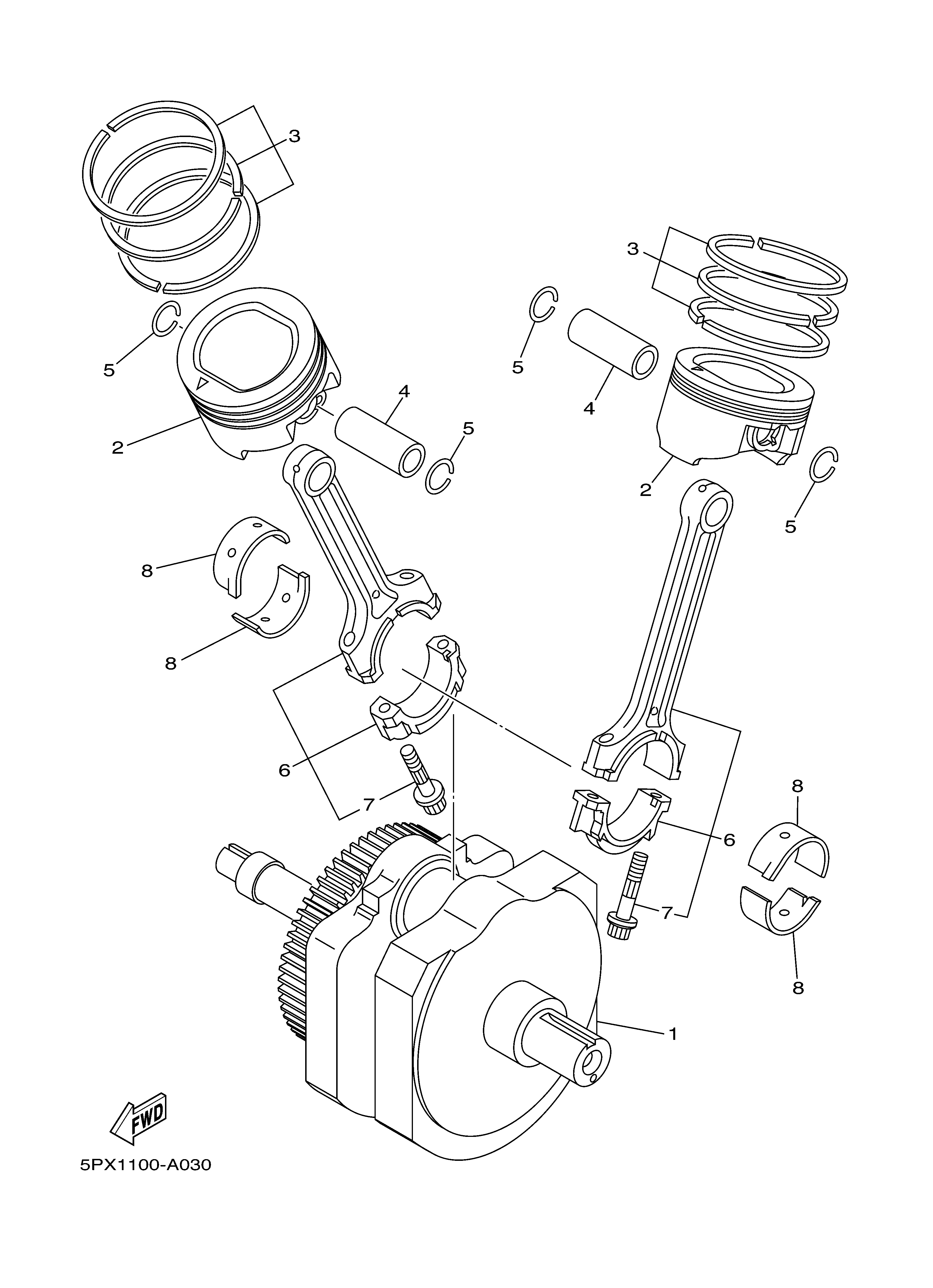 CRANKSHAFT PISTON Sơ đồ tách chi tiết